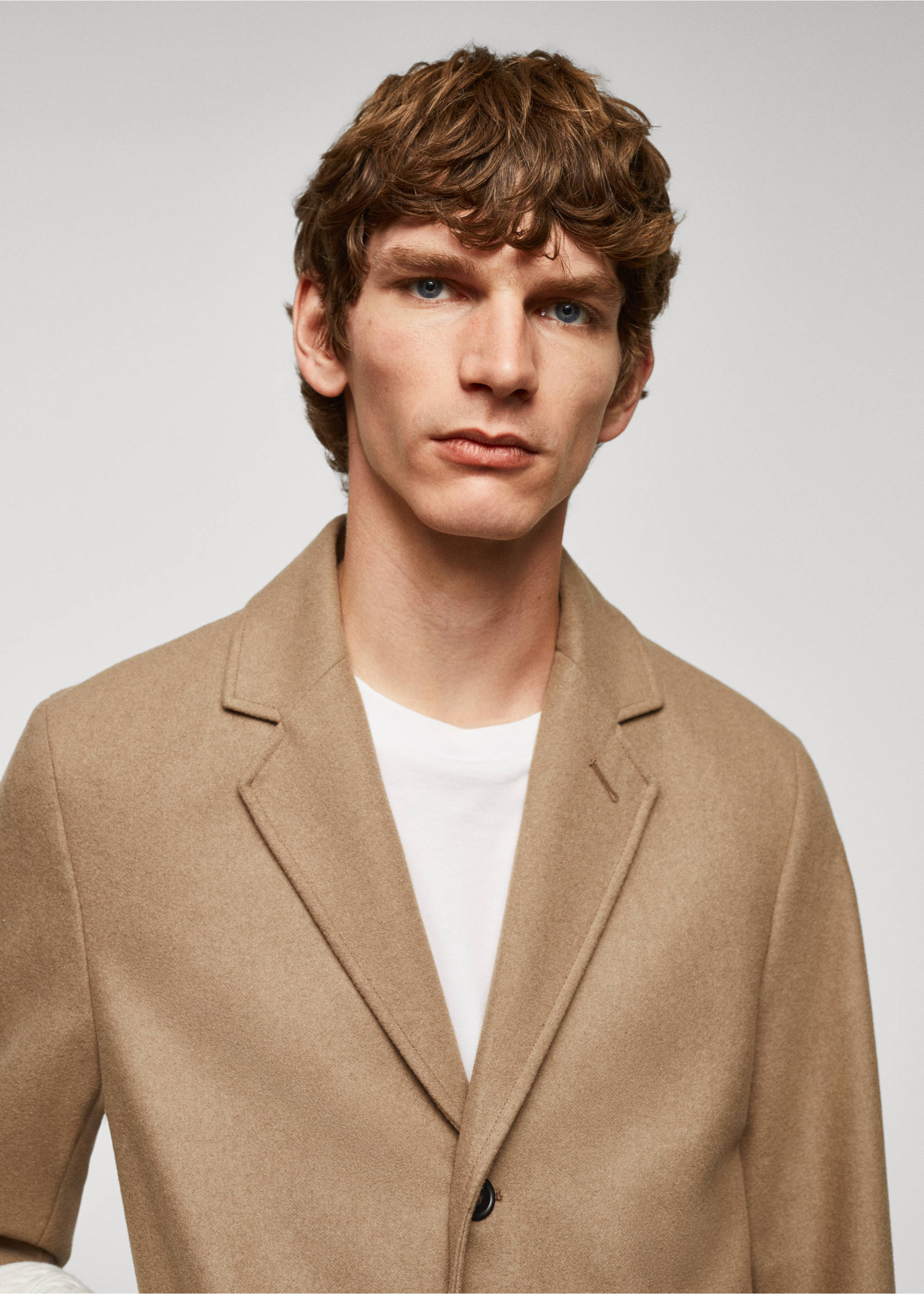 Manteau léger laine recyclée - Détail de l'article 1, Marron moyen. Ref: 57024387-00.