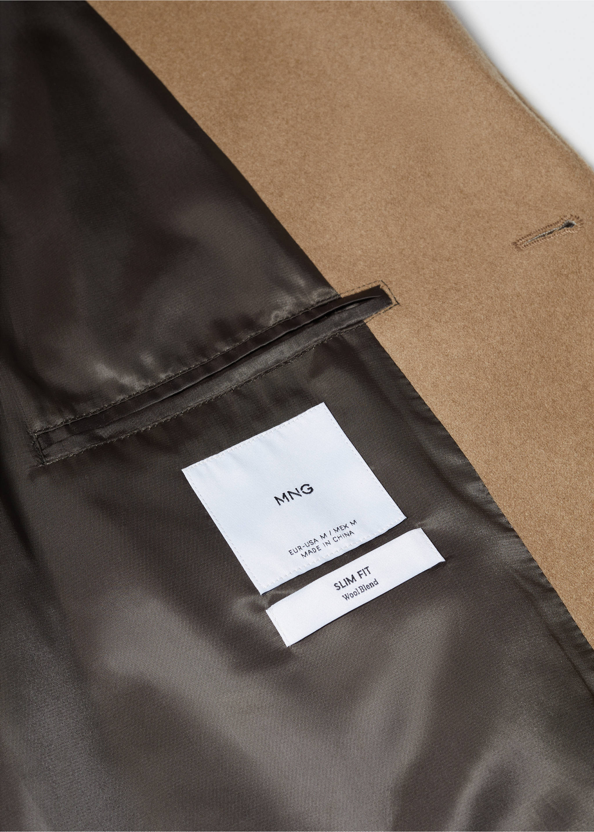 Manteau léger laine recyclée - Détail de l'article 8, Marron moyen. Ref: 57024387-00.