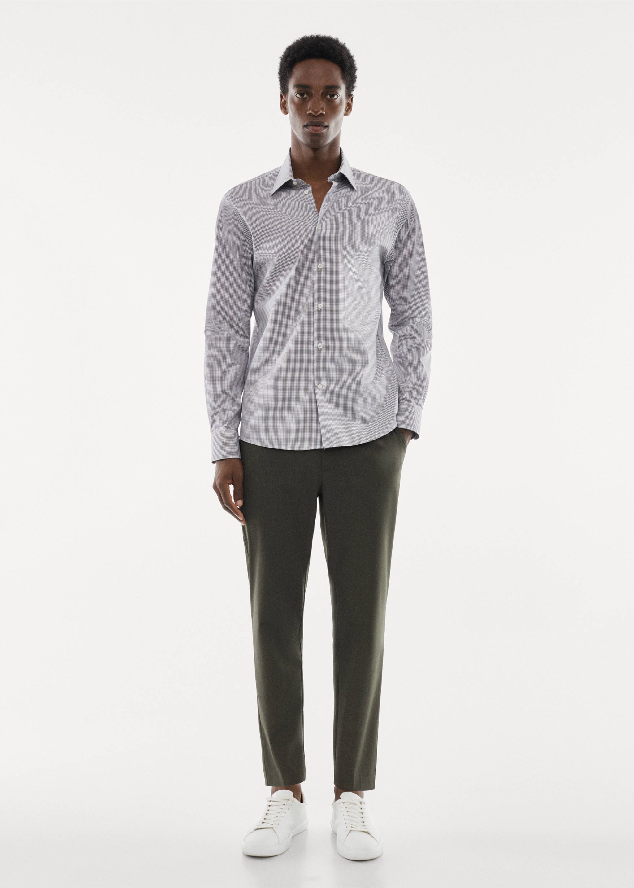 Micro-stretch fabric shirt - General plane, Grey. Ref: 57024391-00.