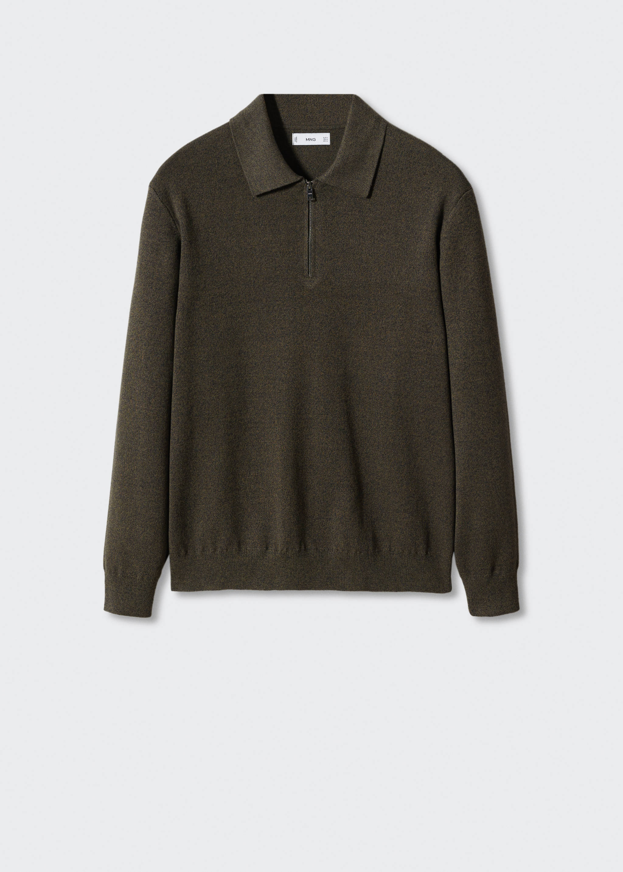 Cotton-knit polo shirt with zip - Article without model