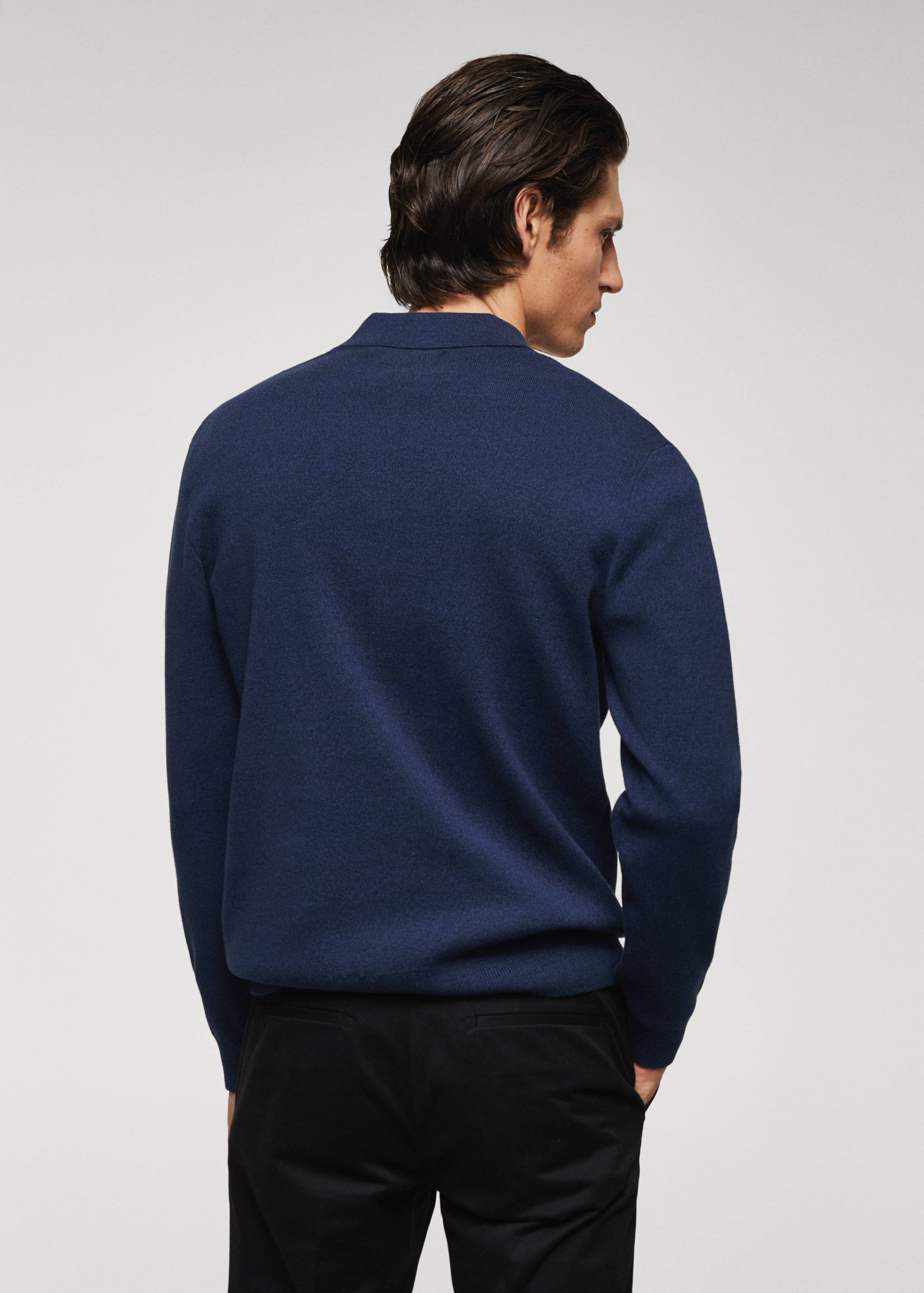 Cotton-knit polo shirt with zip - Reverse of the article