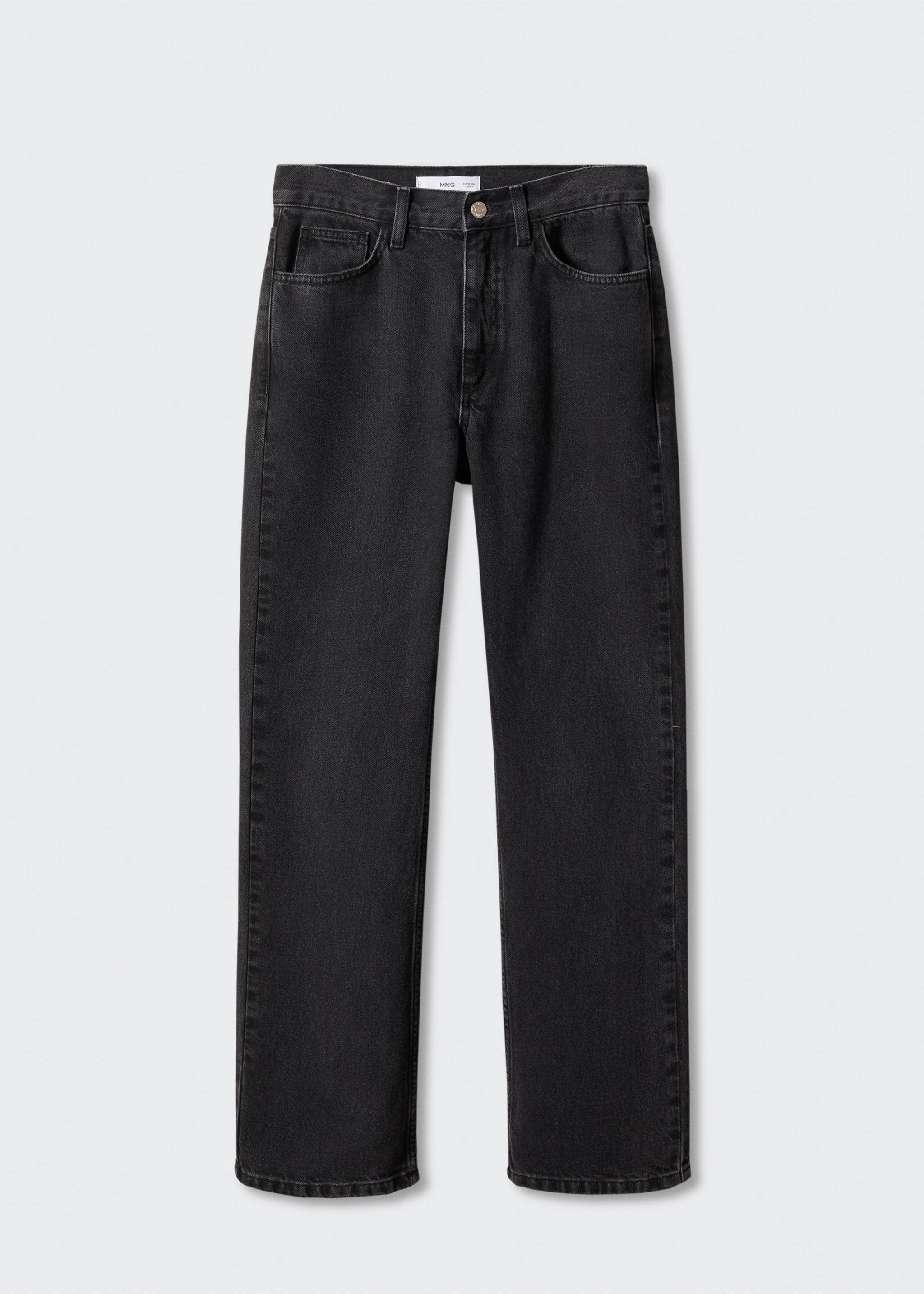 Mid-rise straight jeans - Article without model, Black denim. Ref: 57024405-00.