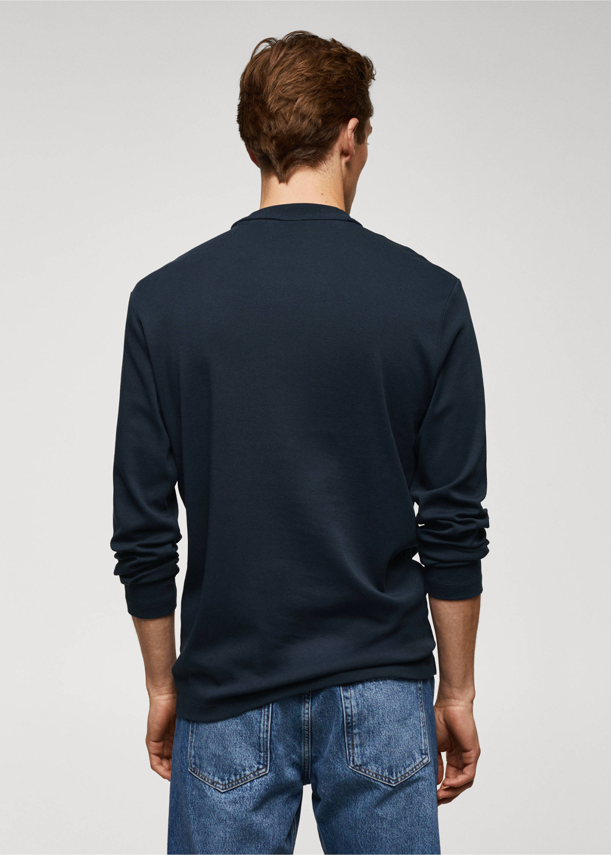 100% cotton long-sleeved t-shirt - Reverse of the article, Navy. Ref: 57024407-00.
