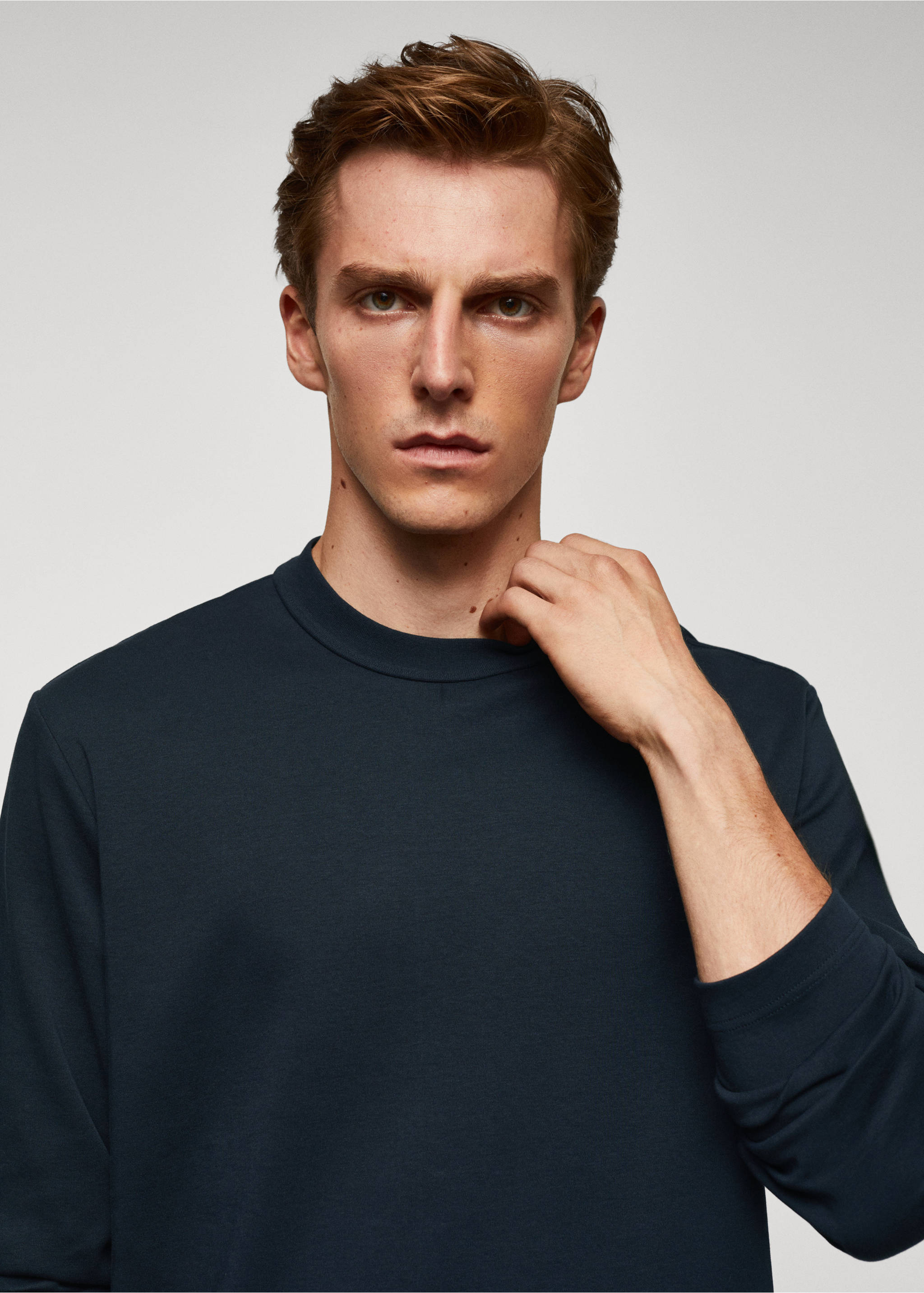 100% cotton long-sleeved t-shirt - Details of the article 1, Navy. Ref: 57024407-00.