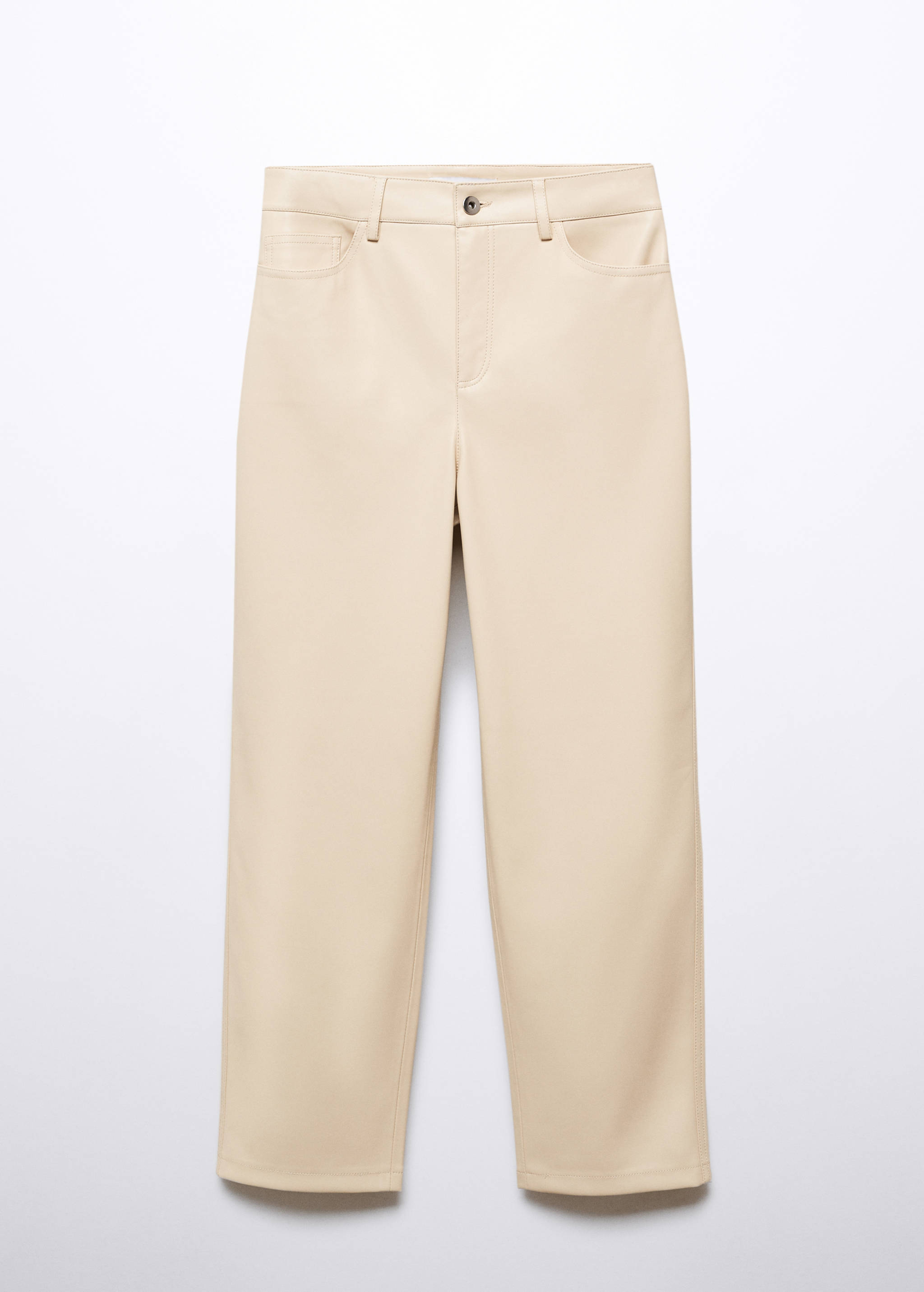 Pantaloni drepți cu efect de piele - Articol fără model