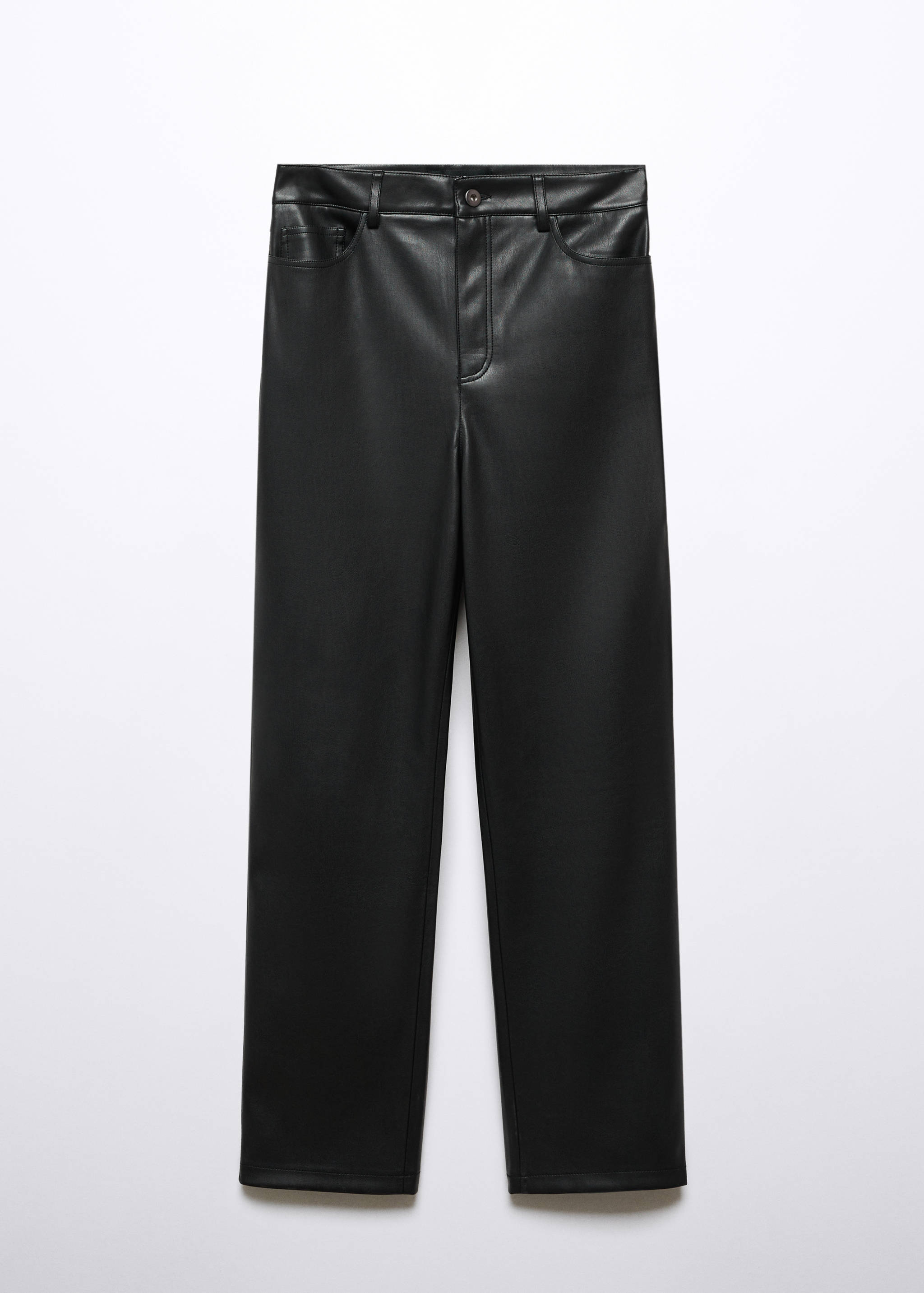 Pantaloni drepți cu efect de piele - Articol fără model