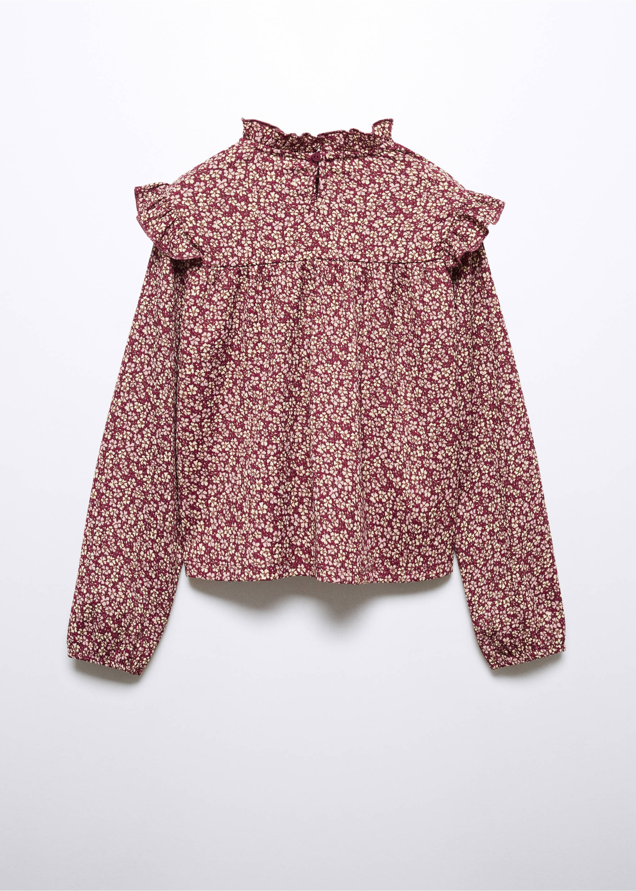Floral print ruffle t-shirt - Reverse of the article, Maroon. Ref: 57024430-00.