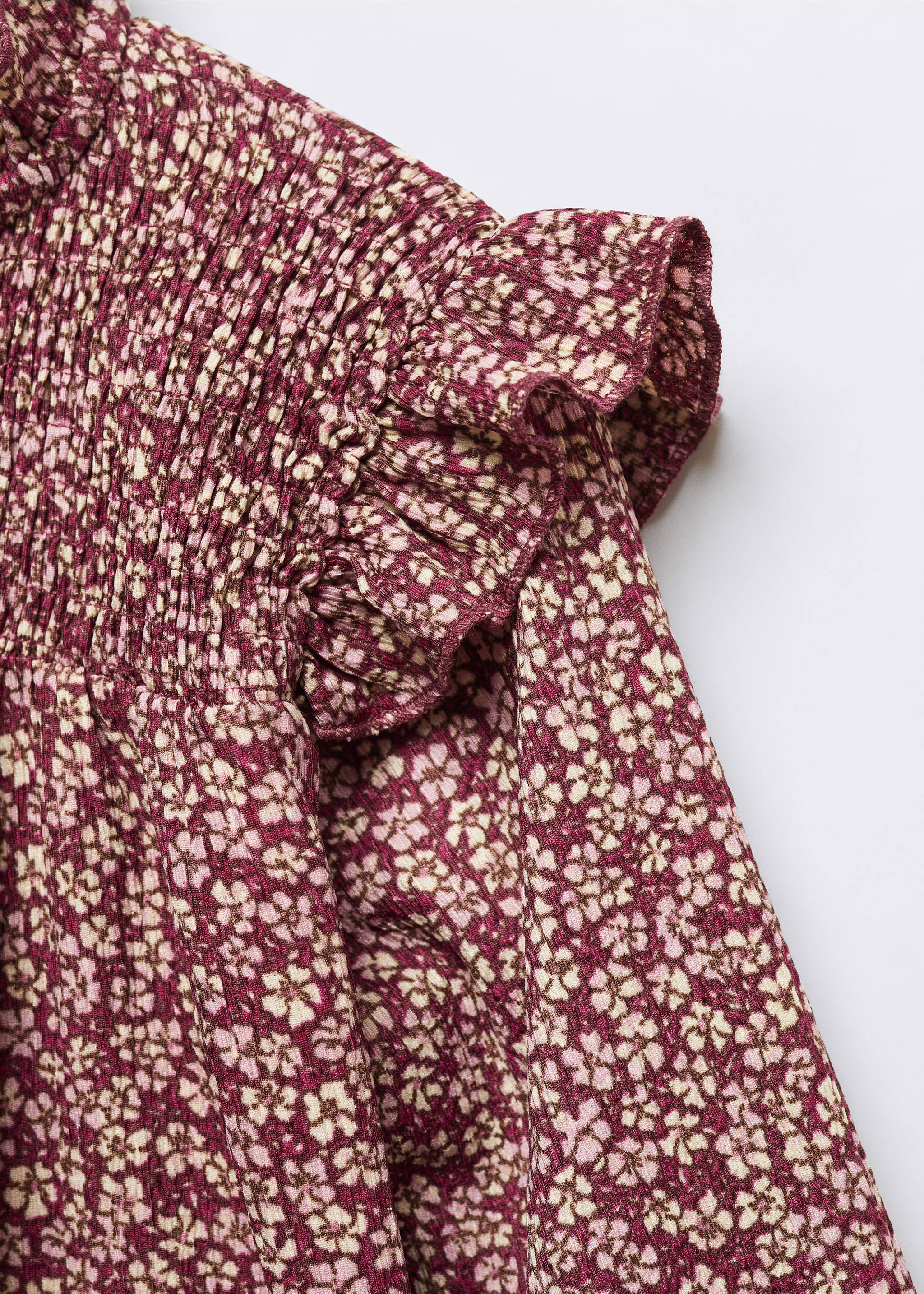 Floral print ruffle t-shirt - Details of the article 8, Maroon. Ref: 57024430-00.
