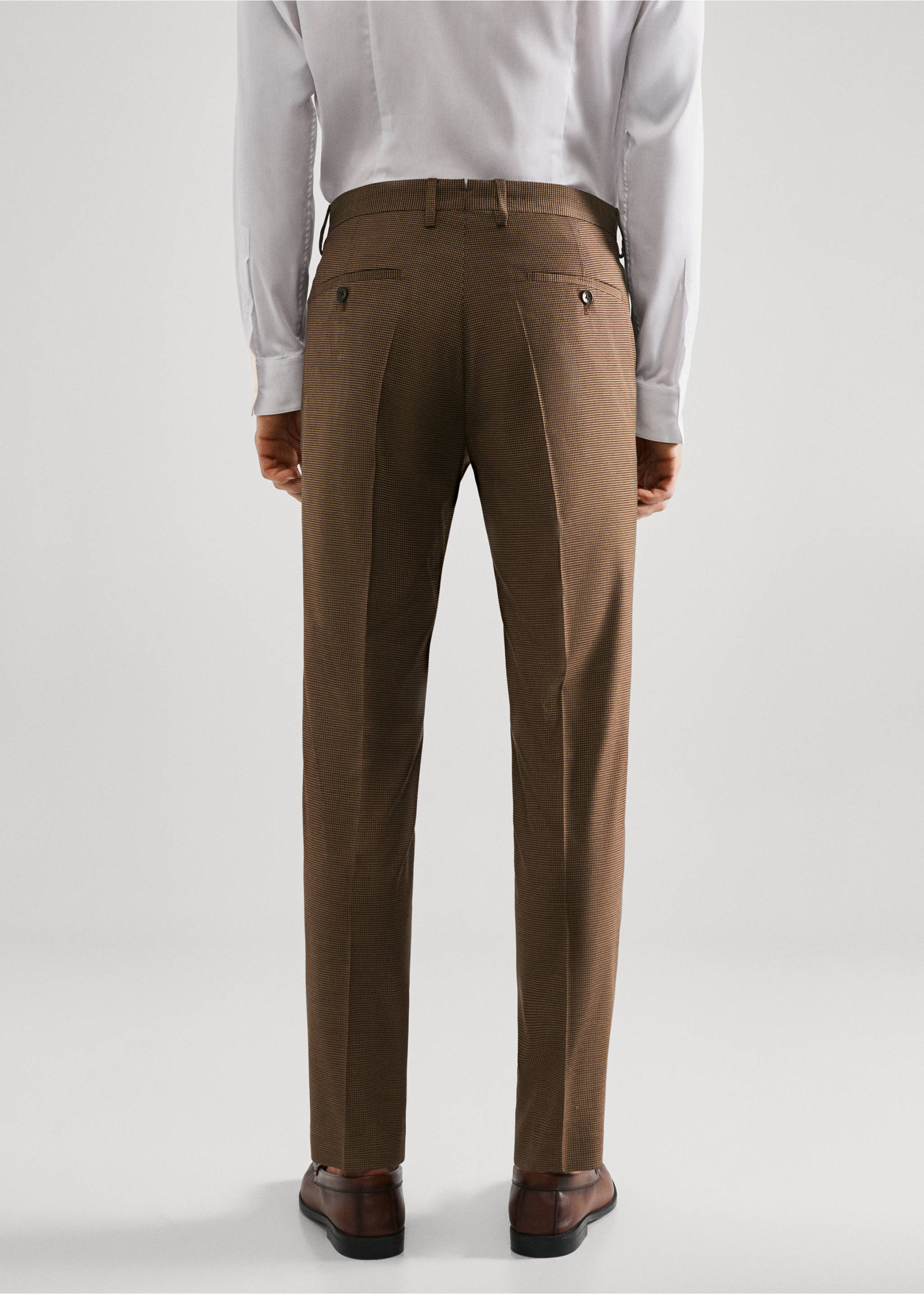 Stretch fabric super slim-fit suit trousers - Reverse of the article, Brown. Ref: 57024762-00.