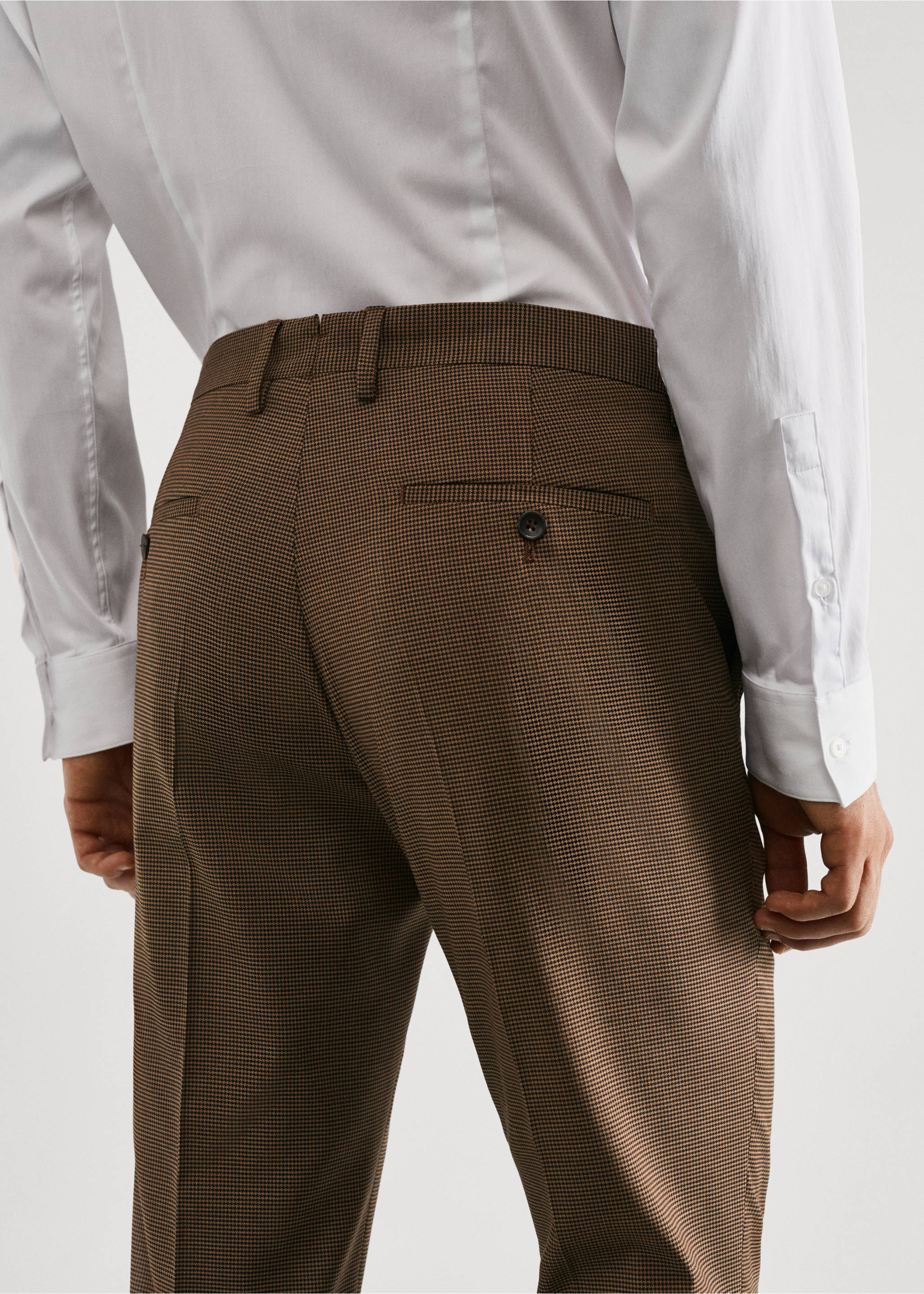 Stretch fabric super slim-fit suit trousers - Details of the article 6, Brown. Ref: 57024762-00.