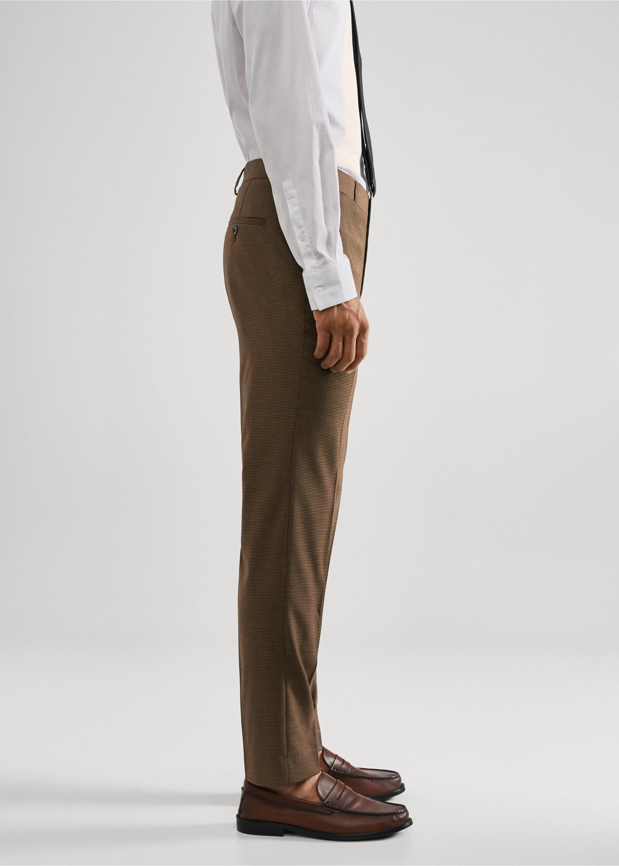Stretch fabric super slim-fit suit trousers - Details of the article 2, Brown. Ref: 57024762-00.