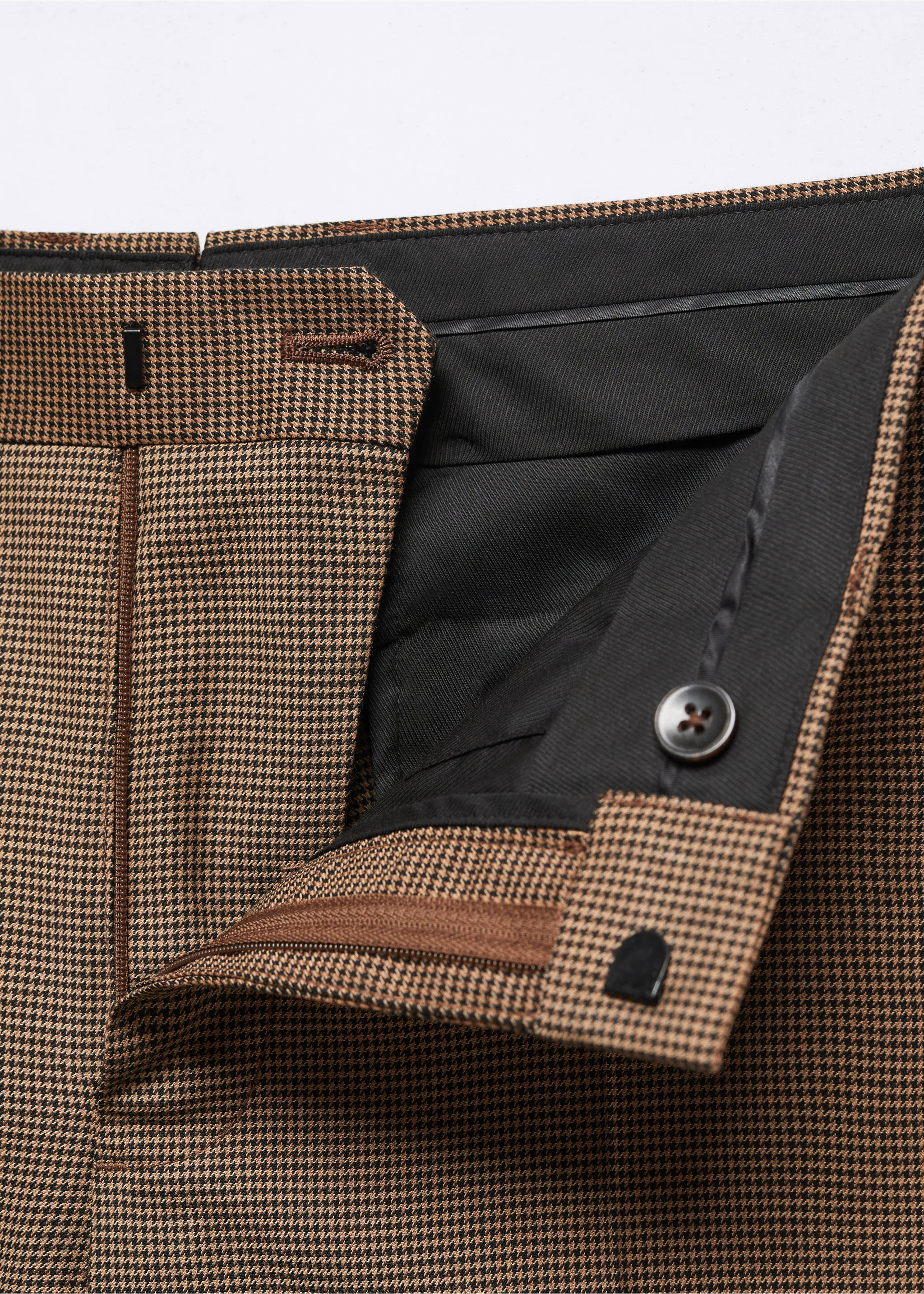 Stretch fabric super slim-fit suit trousers - Details of the article 8, Brown. Ref: 57024762-00.