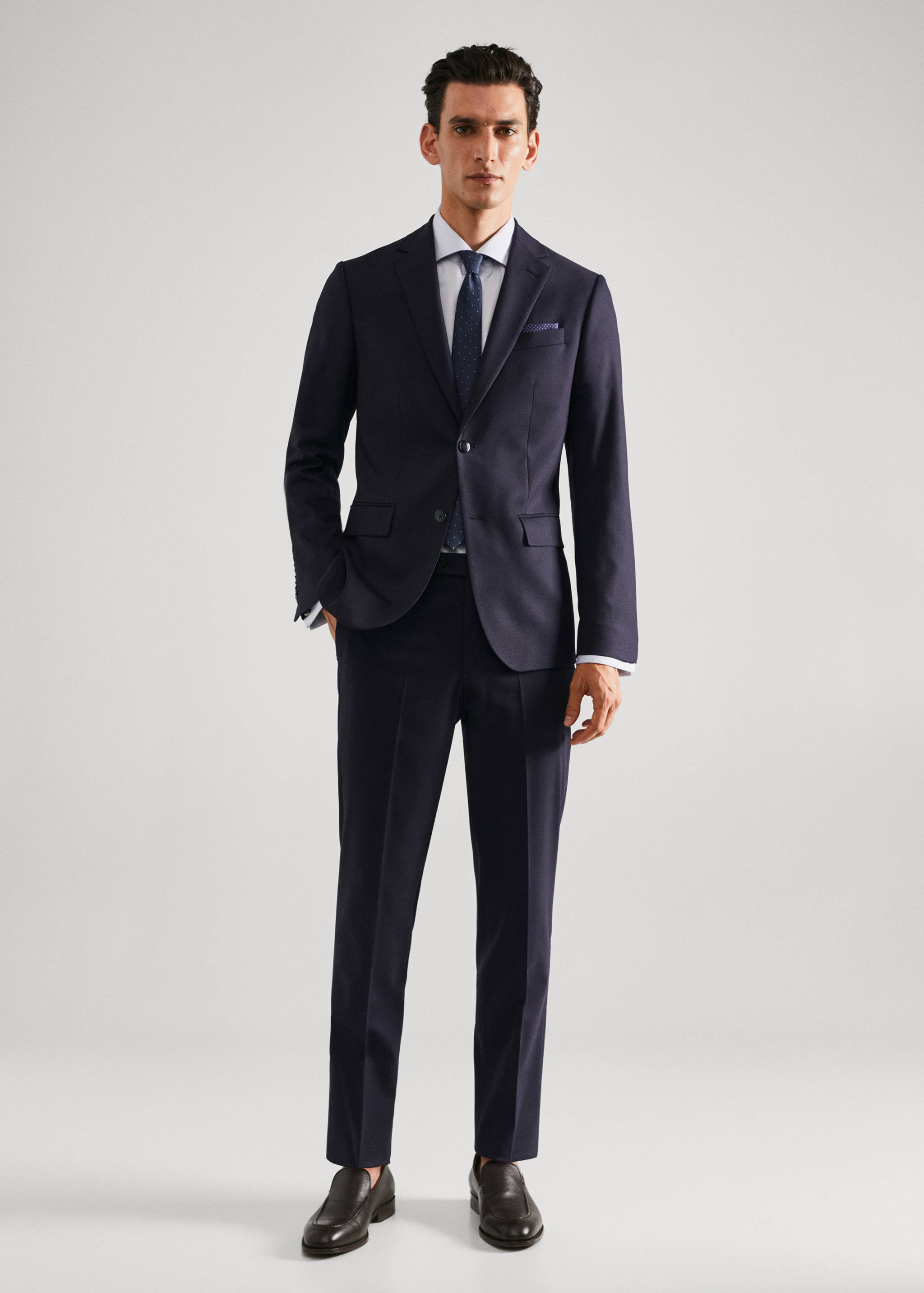 Slim-fit wool suit jacket - General plane