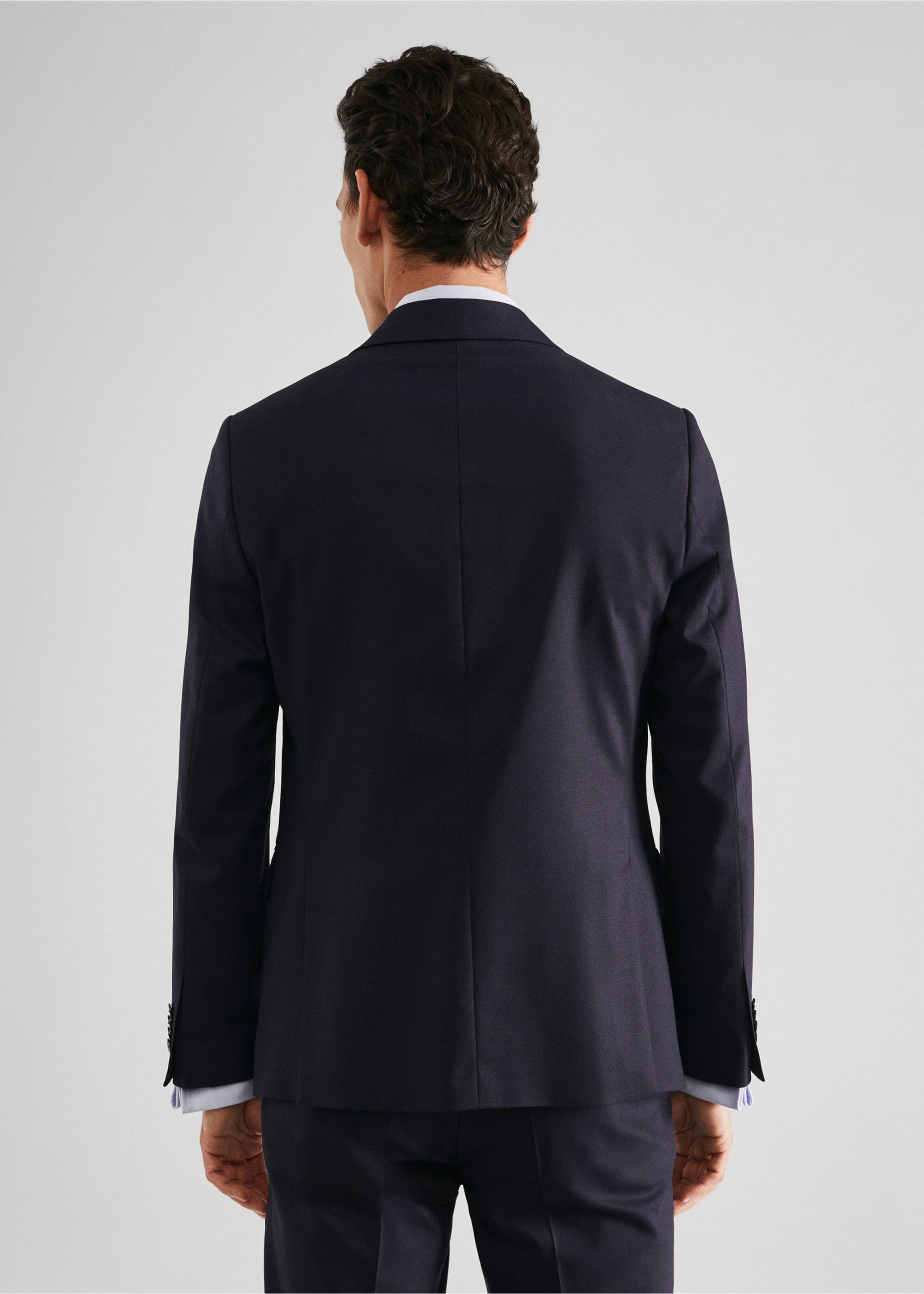 Slim-fit wool suit jacket - Reverse of the article, Navy. Ref: 57024765-00.