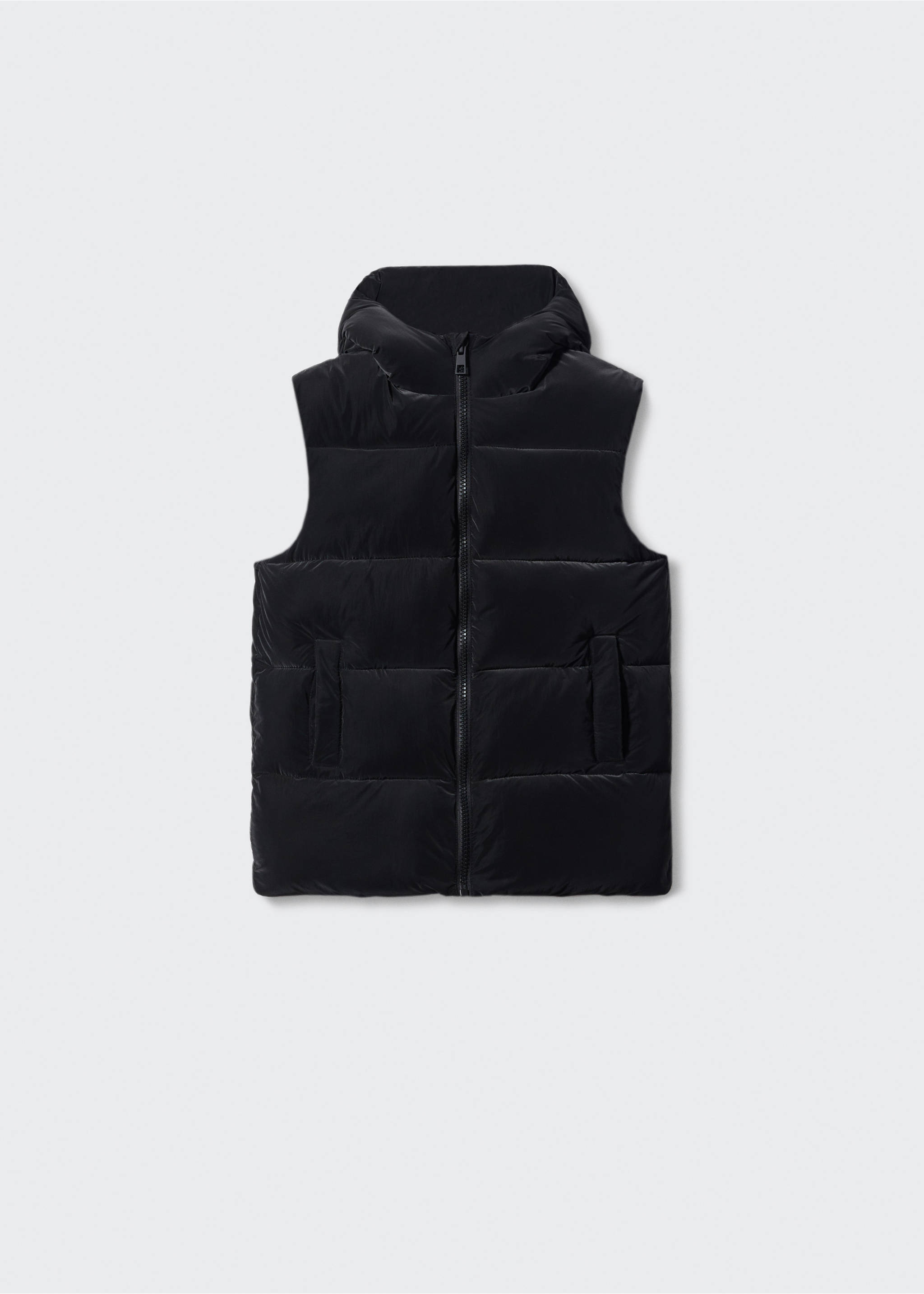 Quilted gilet with hood - Article without model, Black. Ref: 57025135-00.