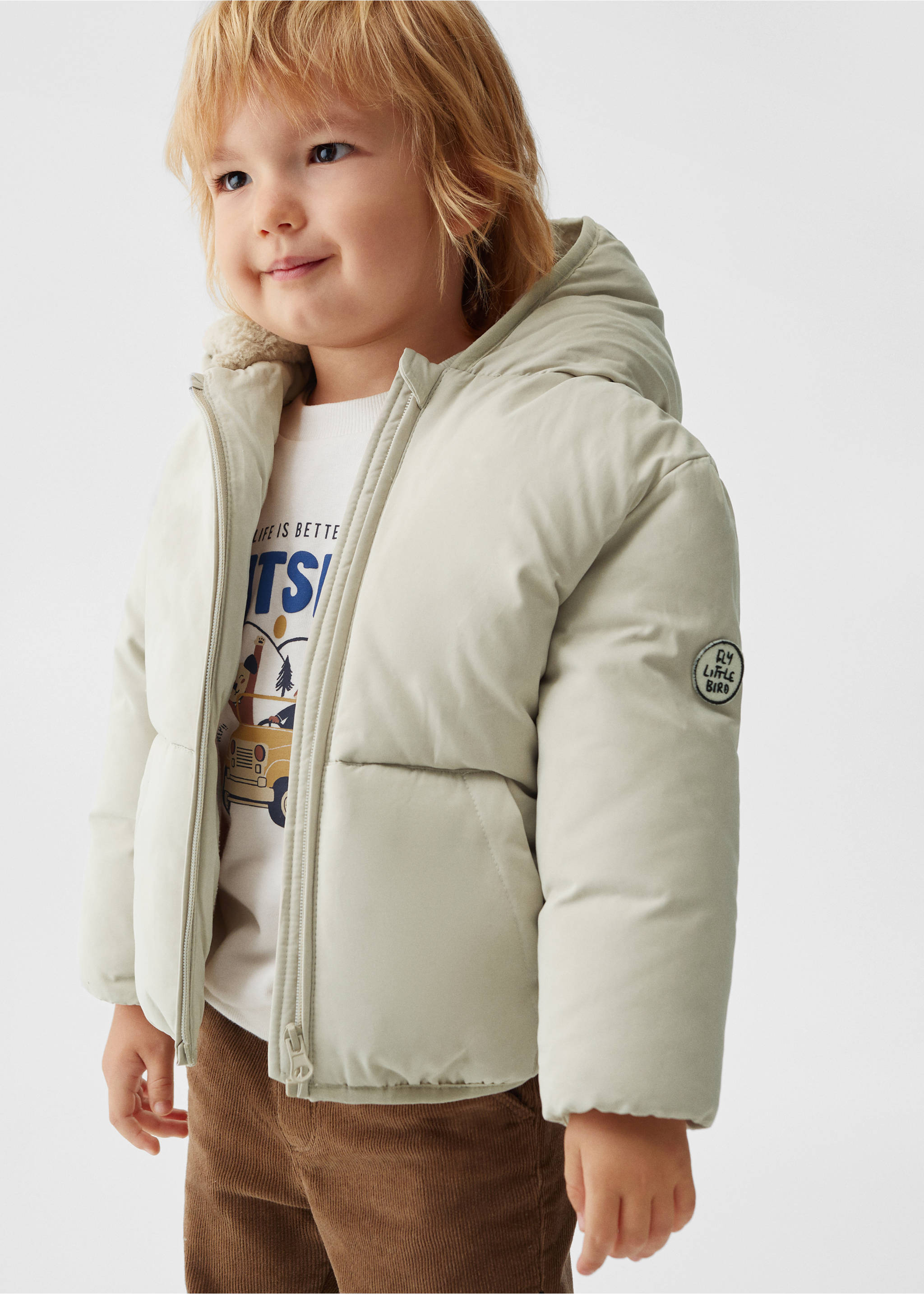 Cotton quilted jacket - Details of the article 4, Vanilla. Ref: 57025136-00.
