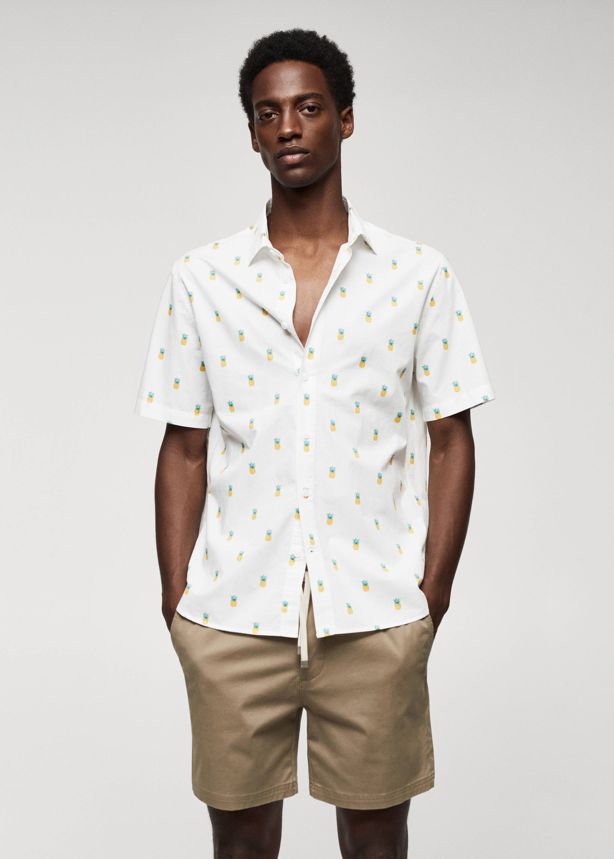 Chemise 100 % coton en imprimé ananas - Plan moyen