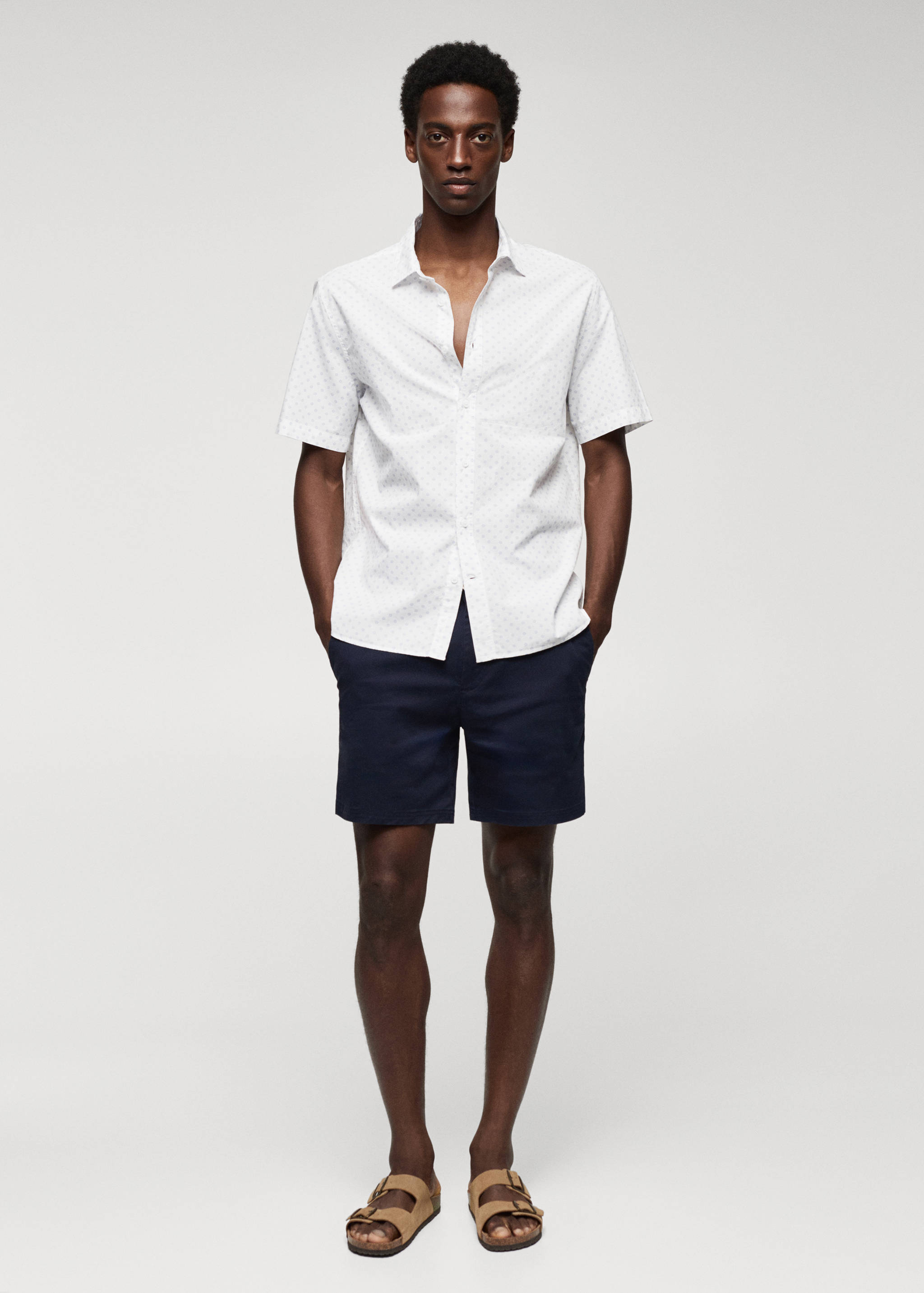 100% cotton short-sleeved mirco-patterned shirt - General plane