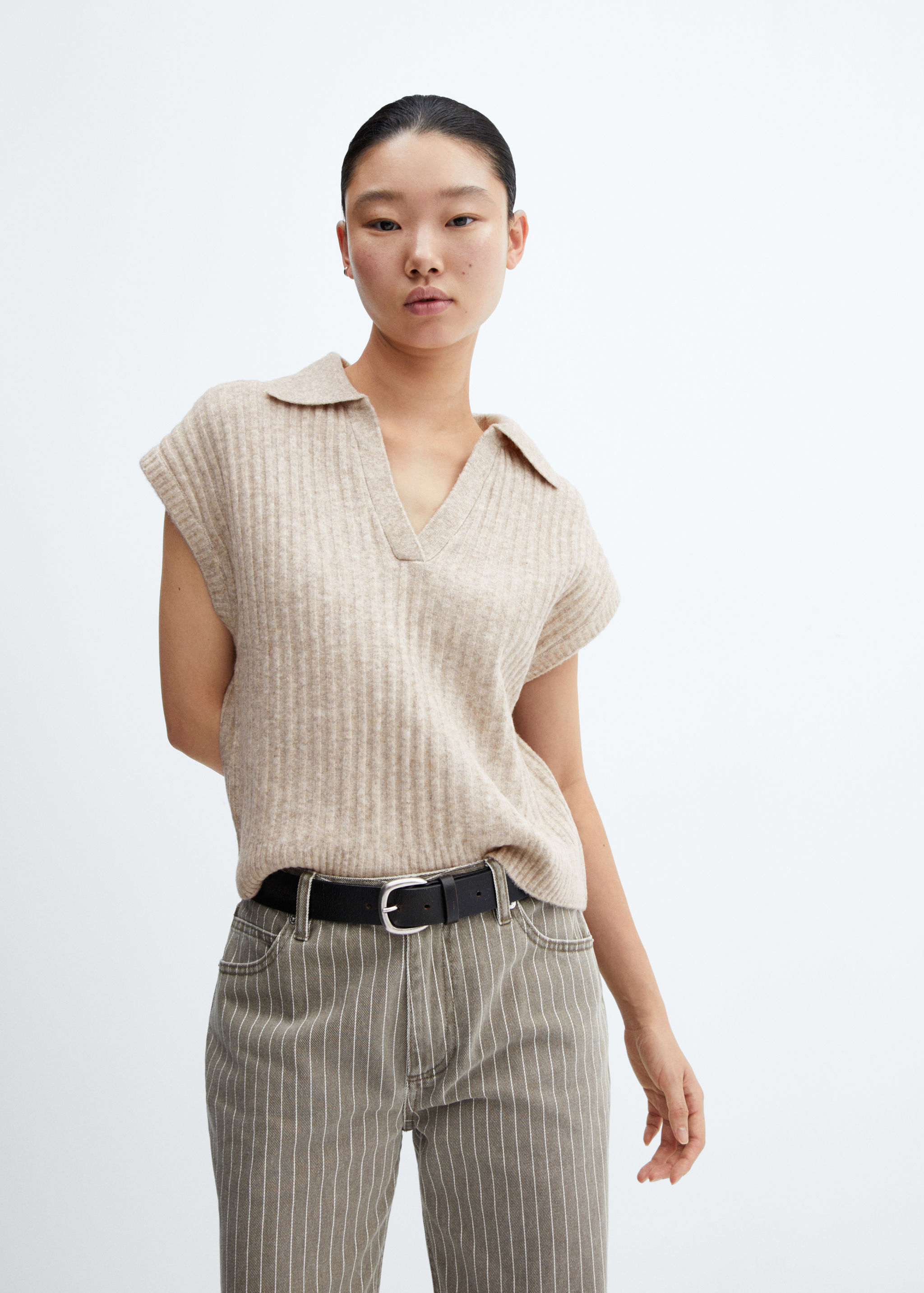 Gilet maille col polo - Plan moyen