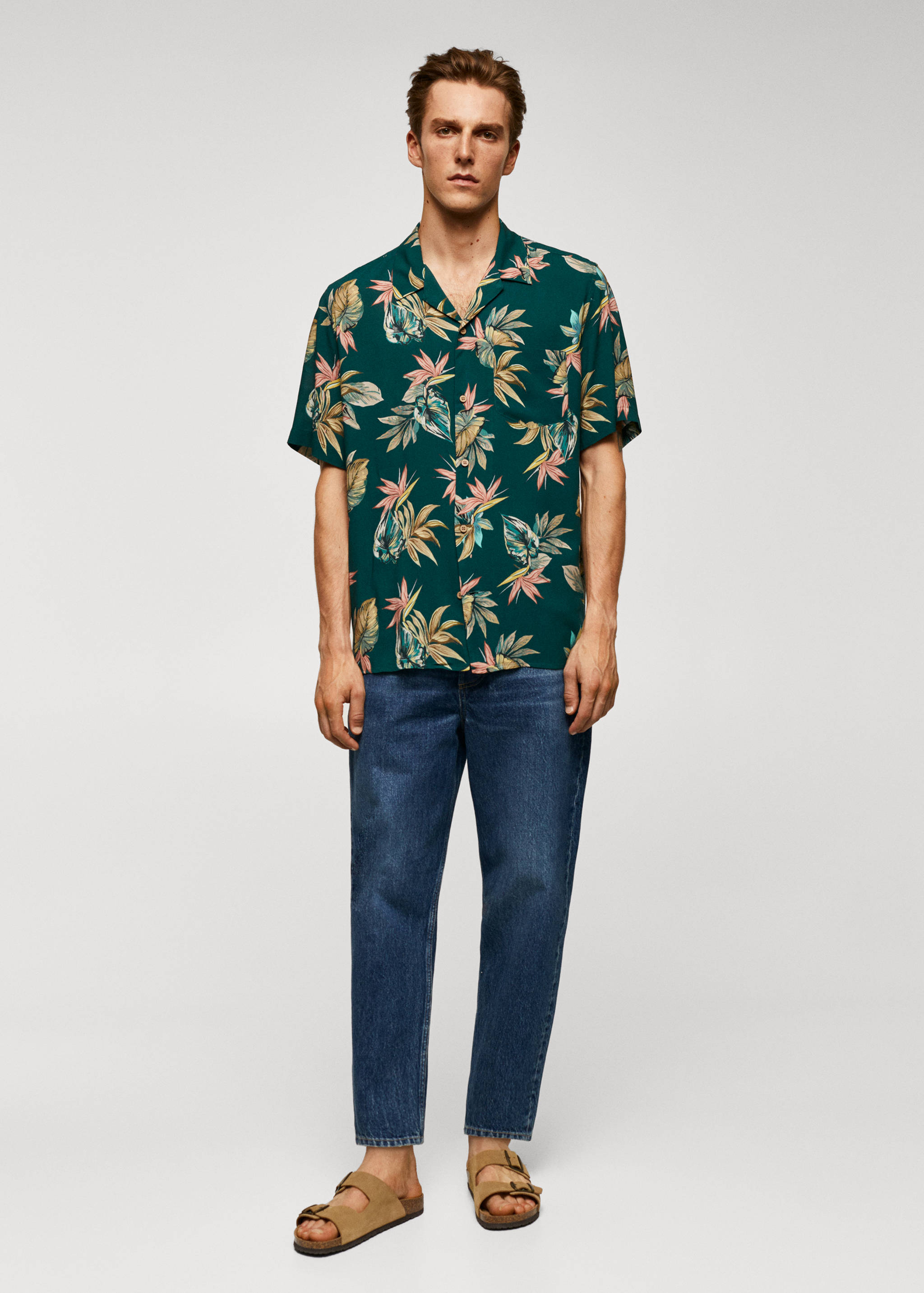 Regular-fit Hawaiian-print shirt - General plane