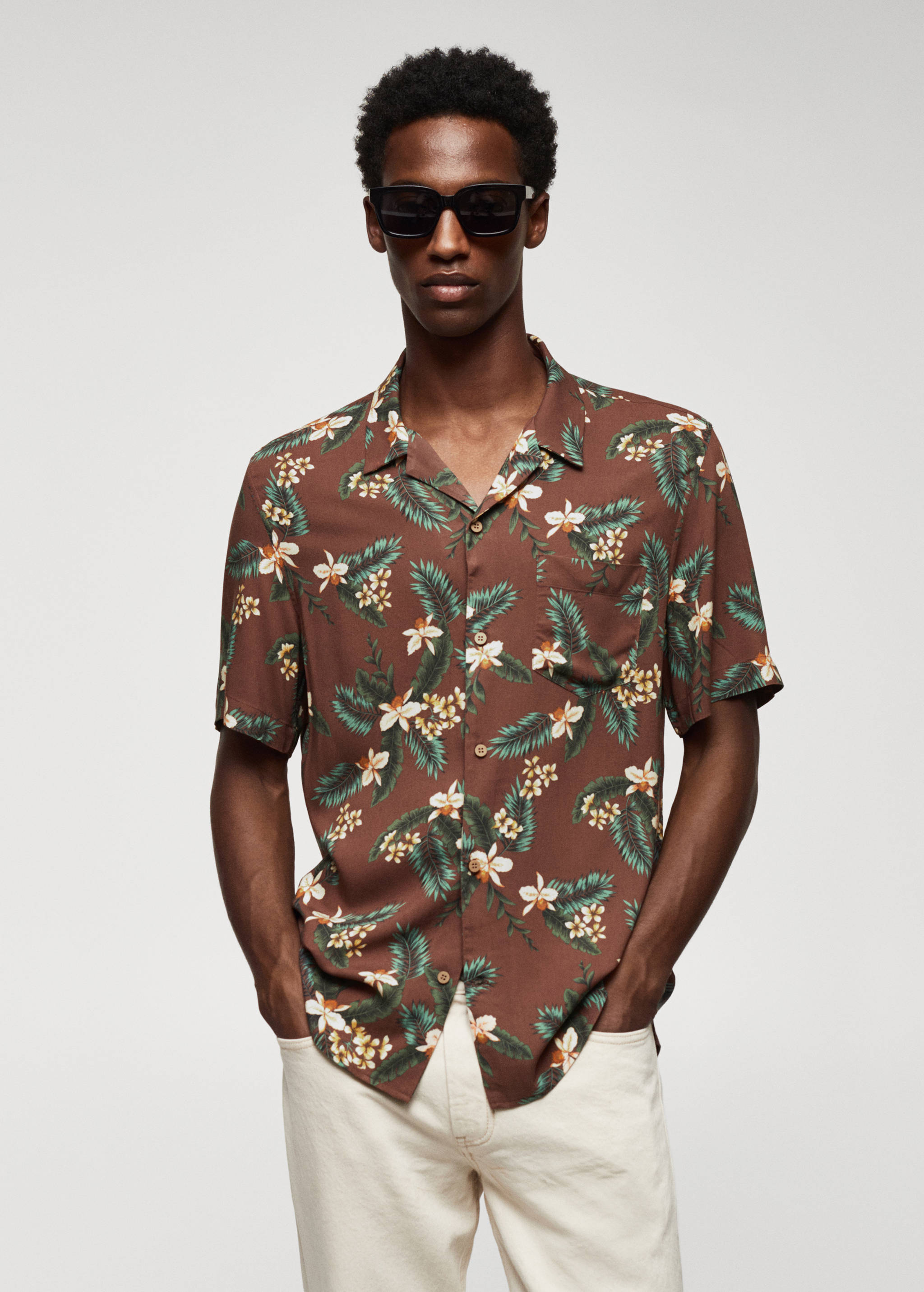 Regular-fit Hawaiian-print shirt - Medium plane