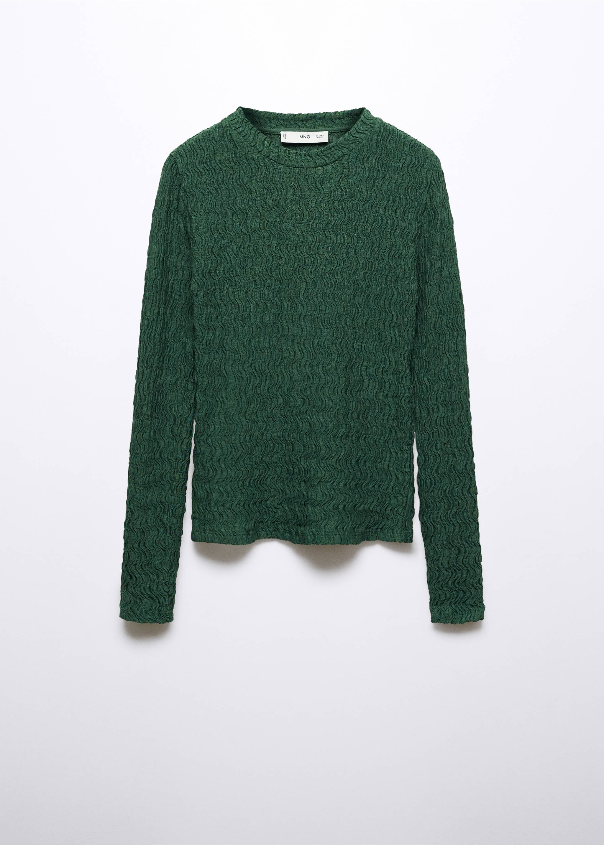 Gathered knitted t-shirt - Article without model, Green. Ref: 57025811-00.