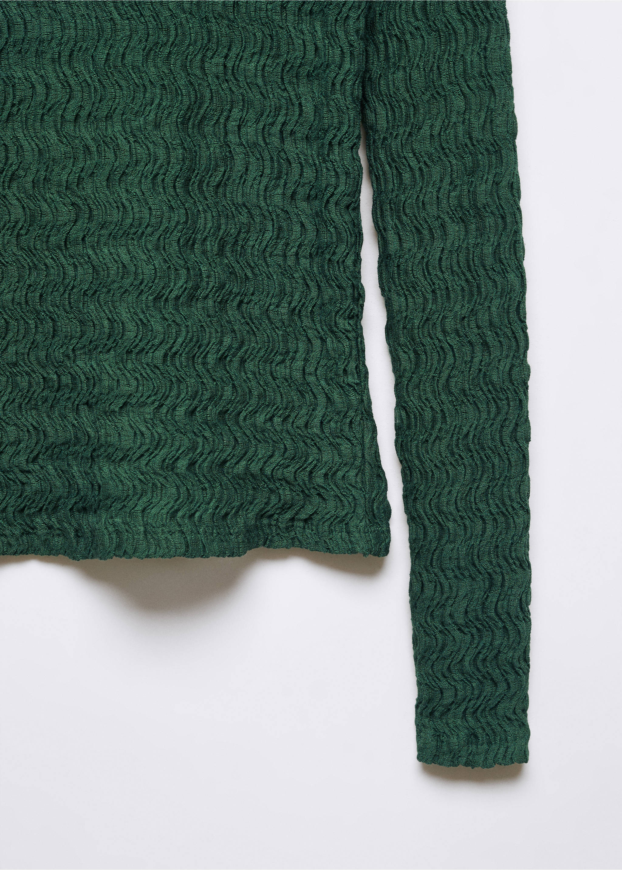 Gathered knitted t-shirt - Details of the article 8, Green. Ref: 57025811-00.