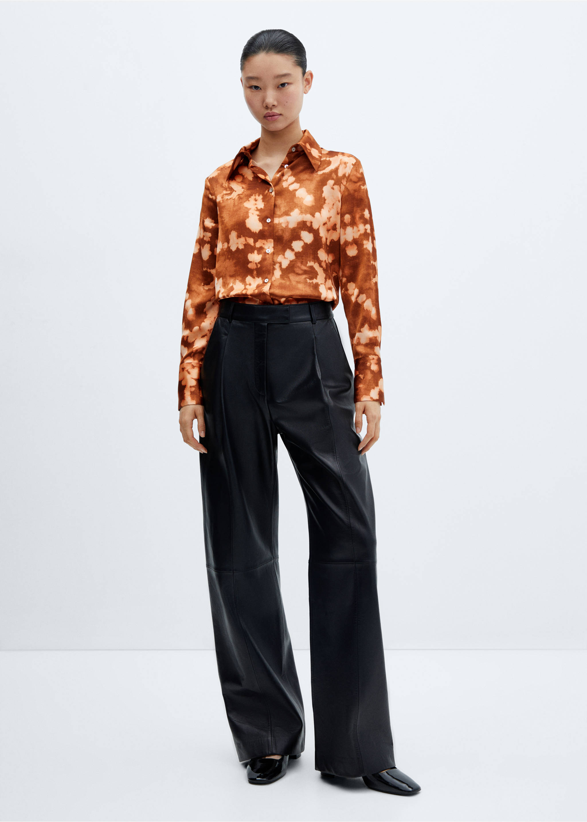 Tie-dye effect satin shirt - General plane, Brown. Ref: 57025812-00.