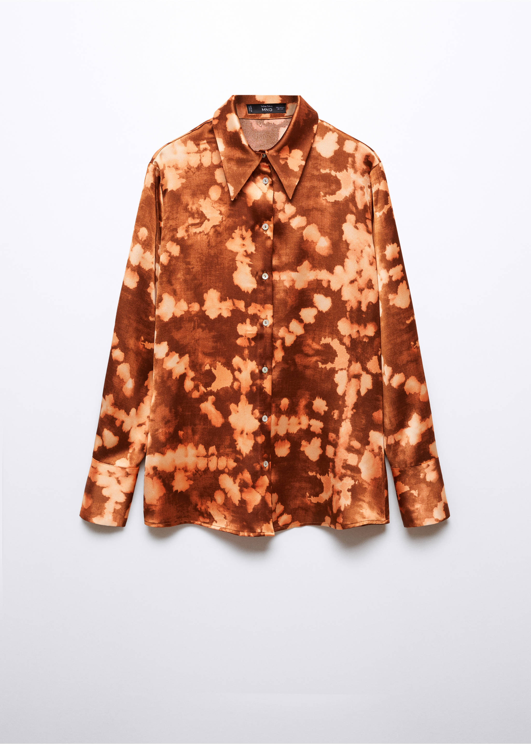 Tie-dye effect satin shirt - Article without model, Brown. Ref: 57025812-00.