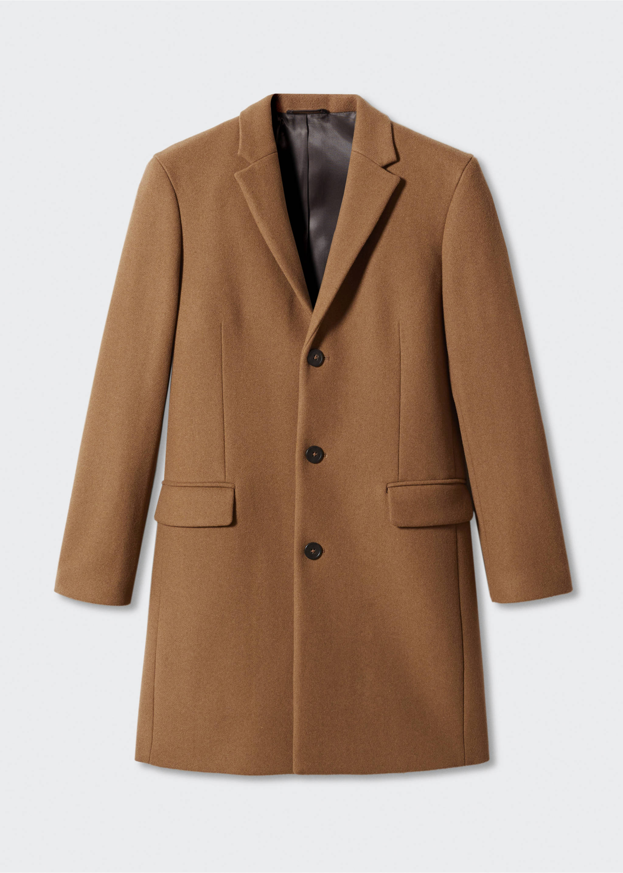 Long recycled wool coat - Article without model, Medium Brown. Ref: 57025948-00.