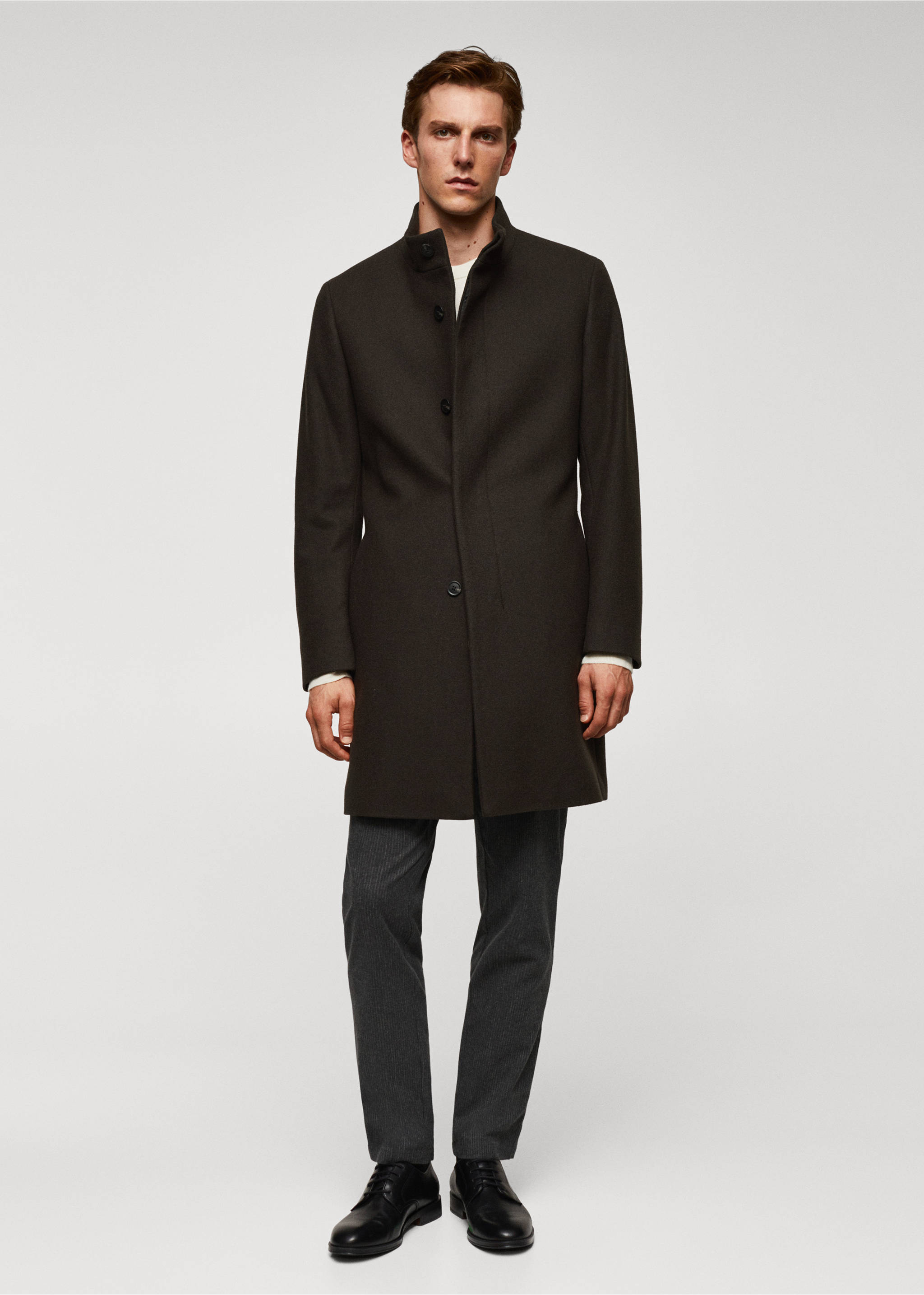 Wool funnel neck coat - General plane, Brown. Ref: 57025949-00.