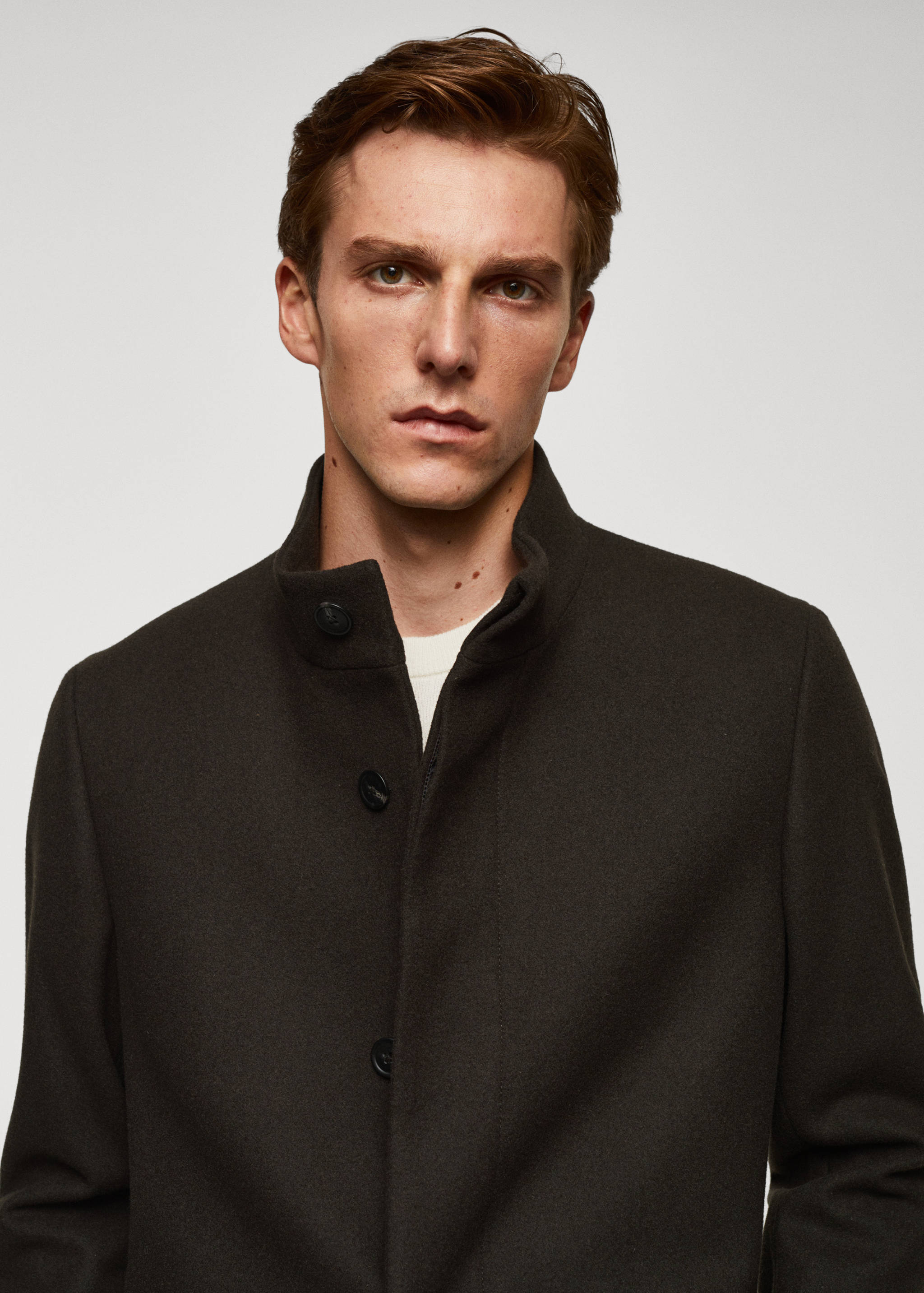 Wool funnel neck coat - Details of the article 1