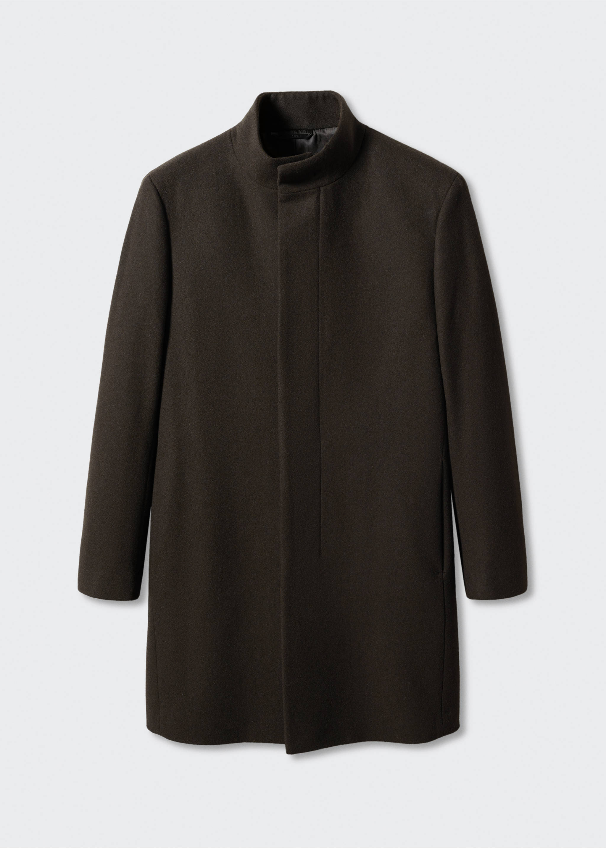 Wool funnel neck coat - Article without model, Brown. Ref: 57025949-00.
