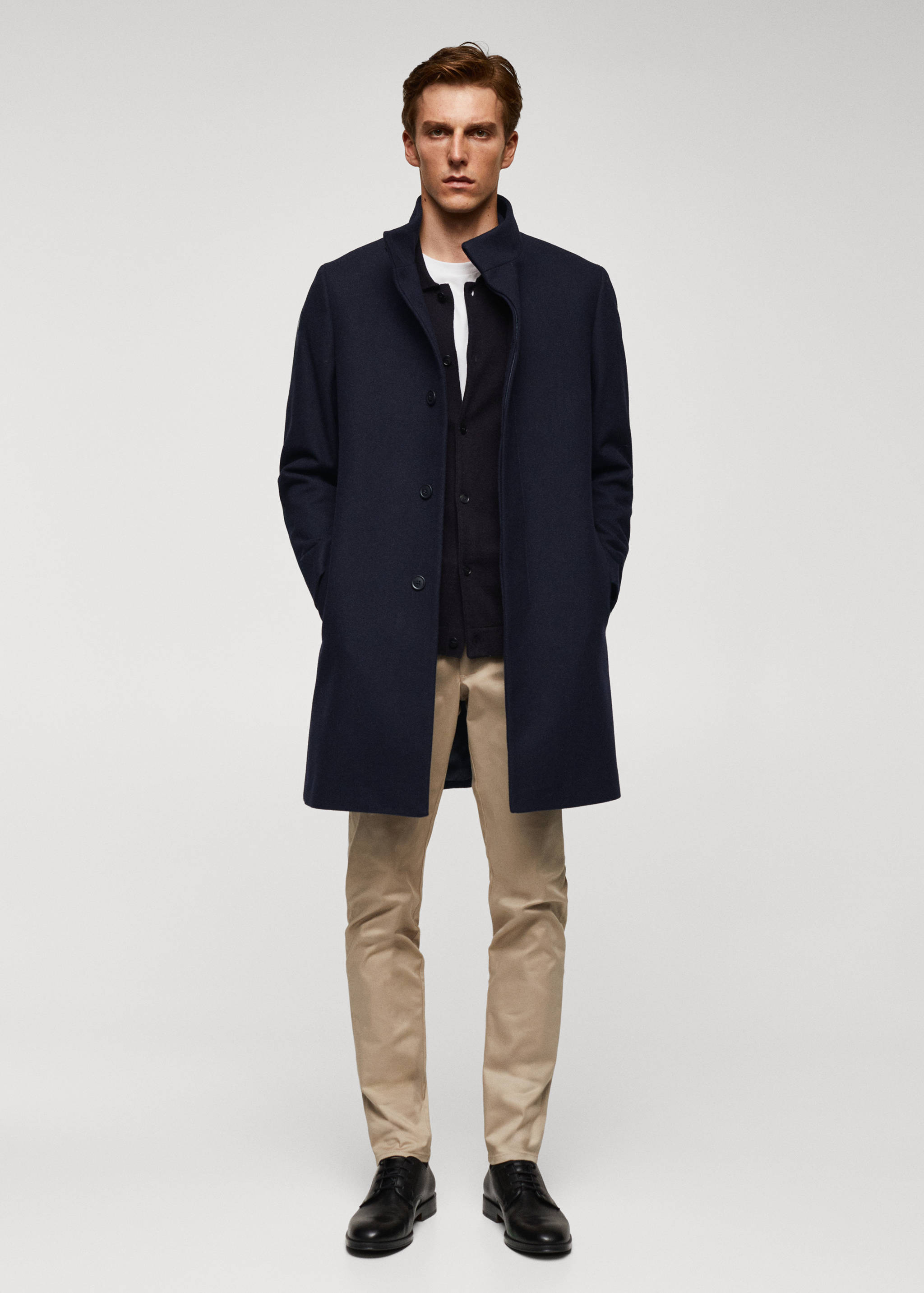 Wool funnel neck coat - General plane