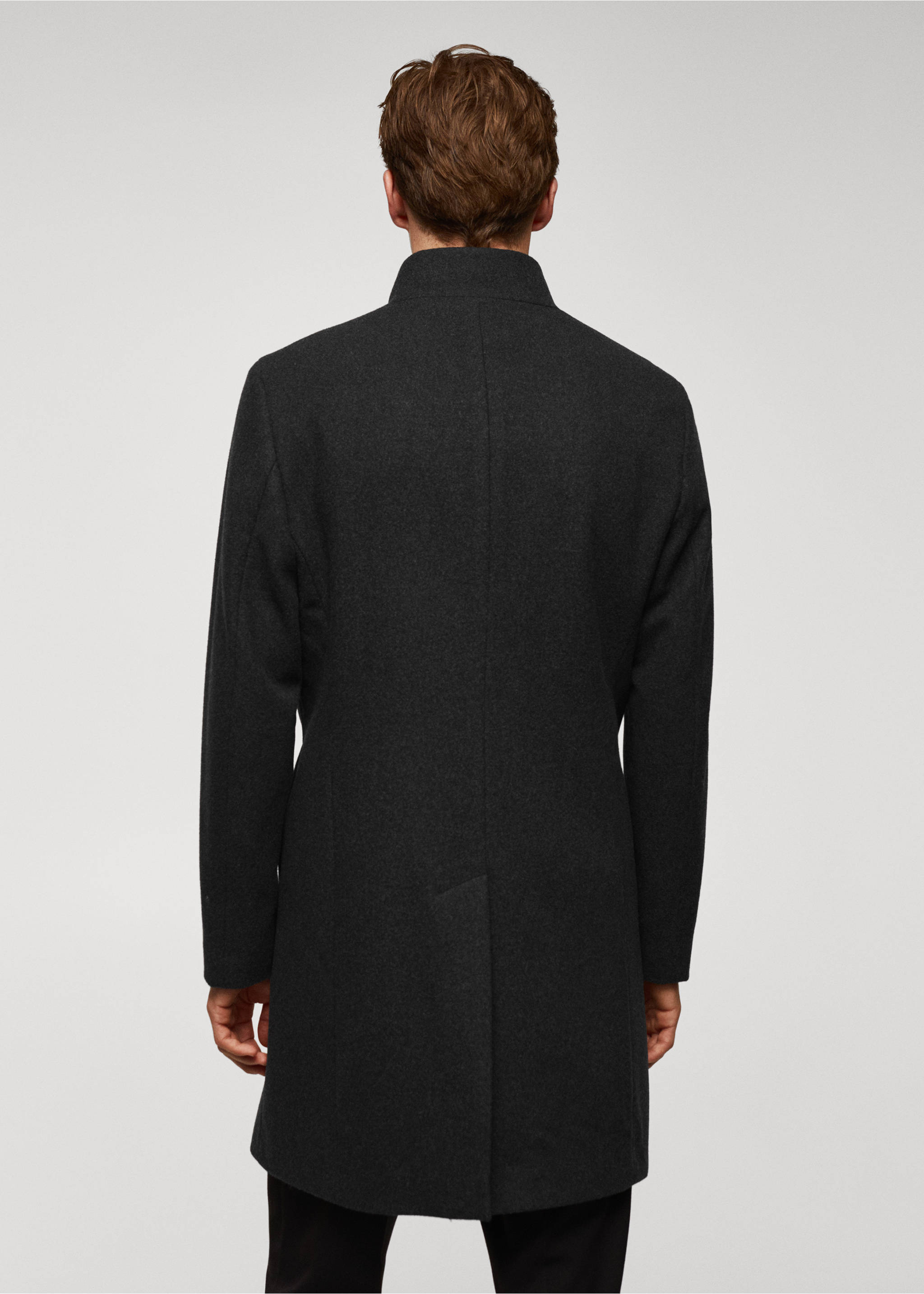 Wool funnel neck coat - Reverse of the article, Grey. Ref: 57025950-00.