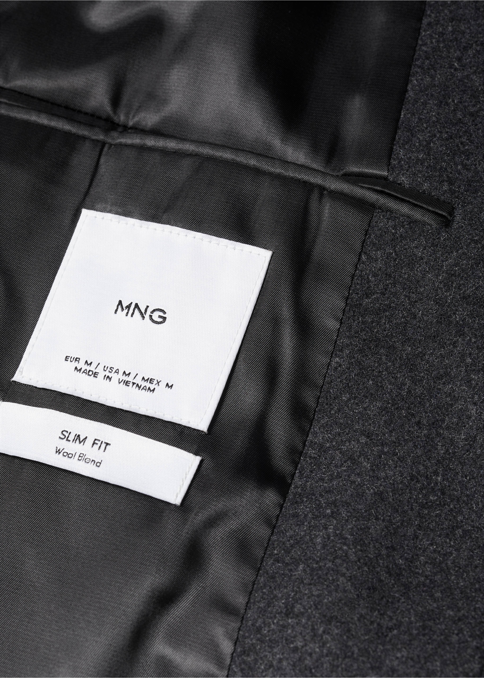 Wool funnel neck coat - Details of the article 8, Grey. Ref: 57025950-00.