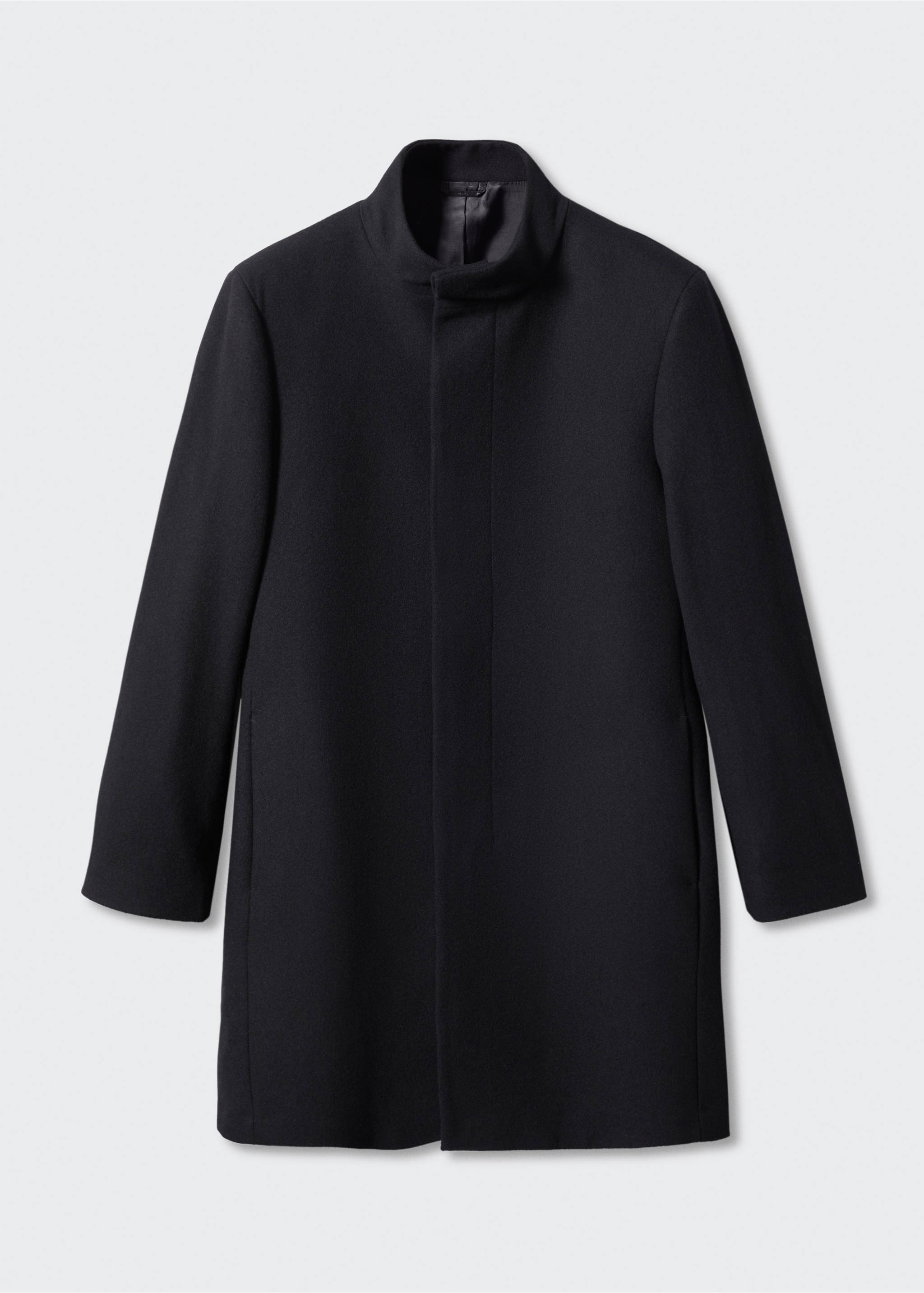 Wool funnel neck coat - Article without model, Black. Ref: 57025950-00.