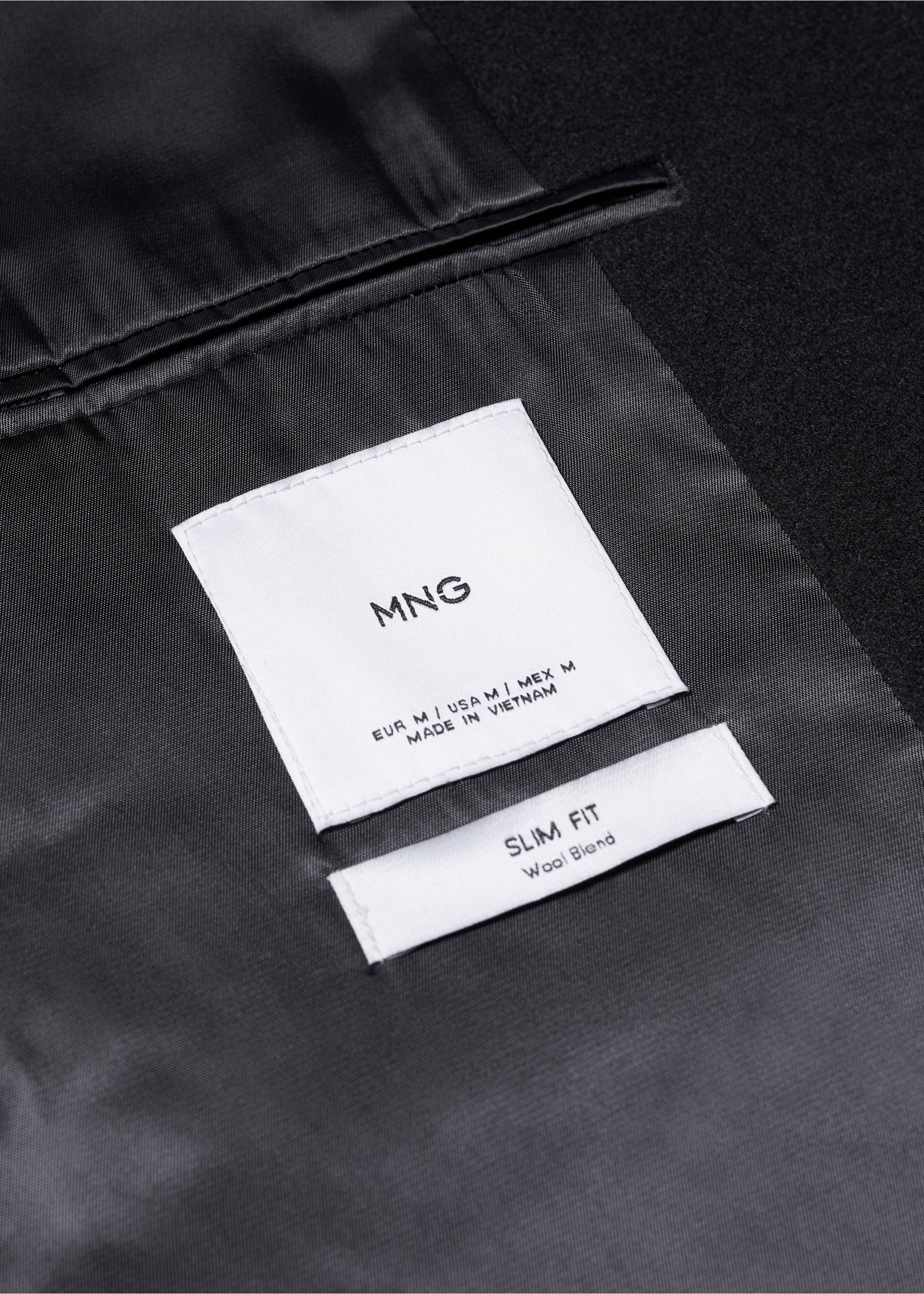 Wool funnel neck coat - Details of the article 8, Black. Ref: 57025950-00.