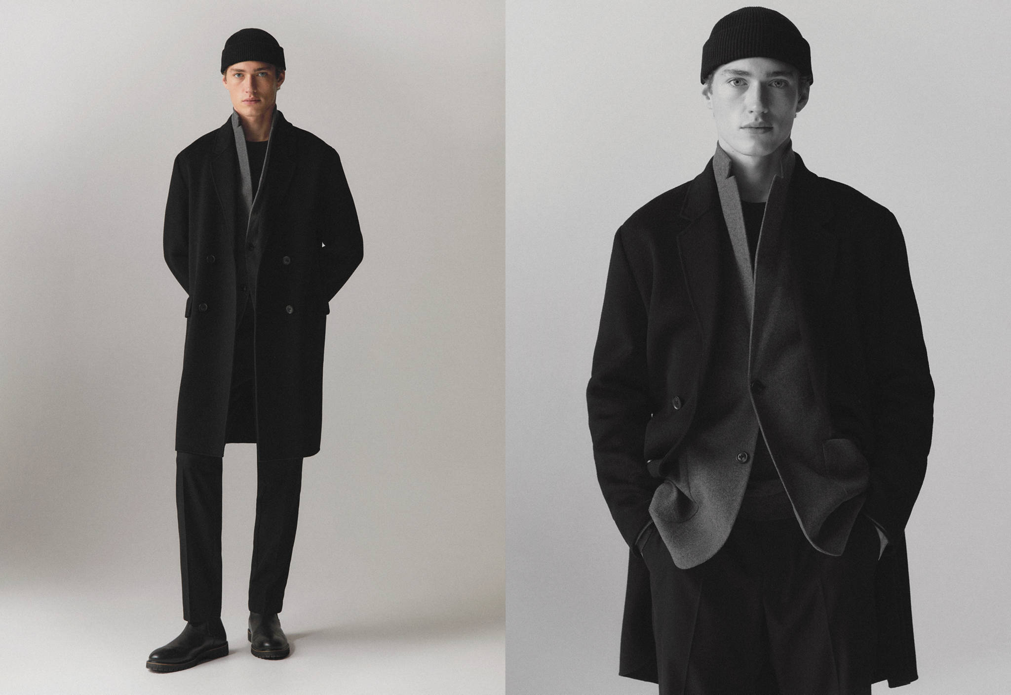 Manteau croisé fait main laine recyclée - Plan panoramique