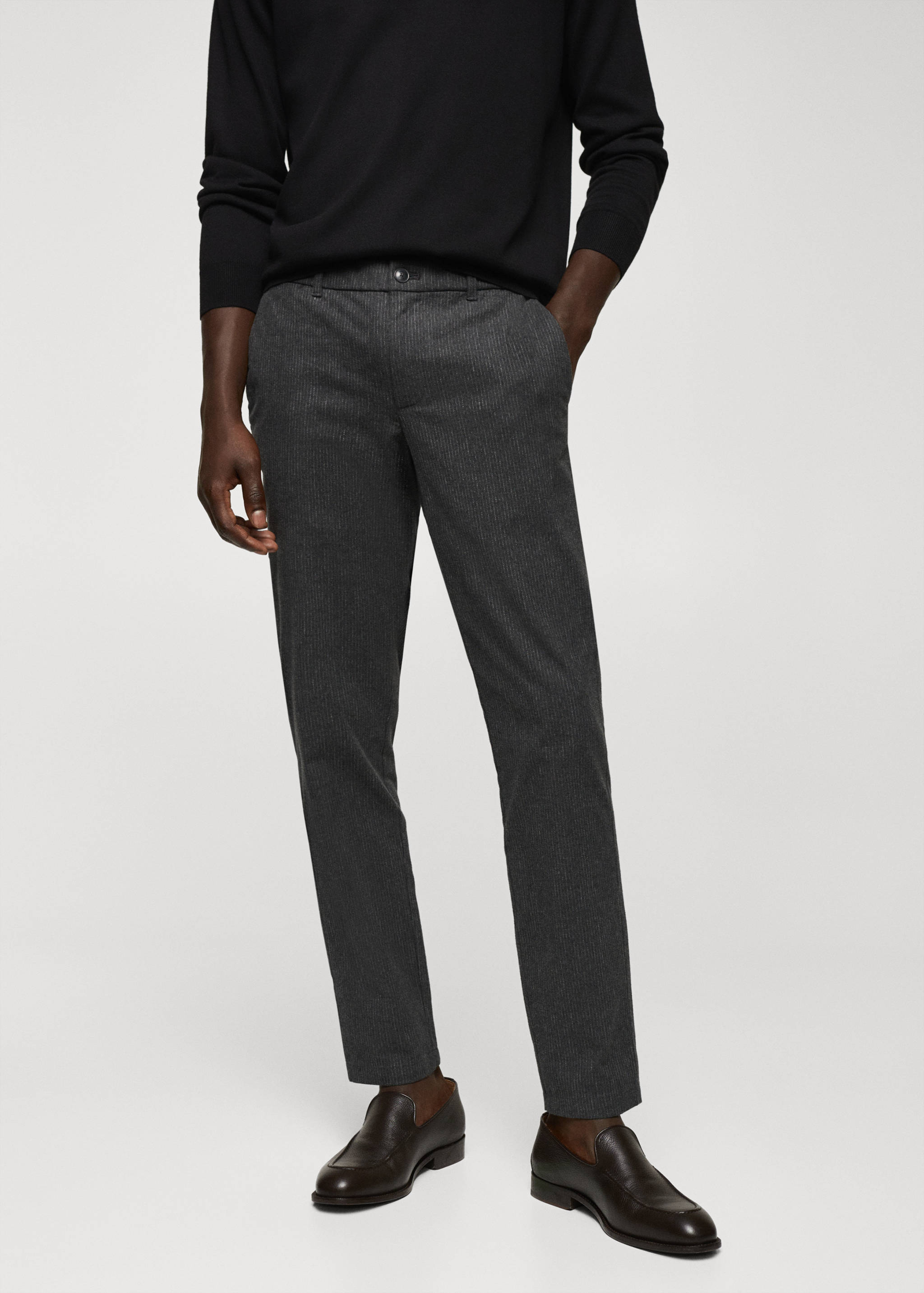 Slim-fit cotton check trousers - Medium plane