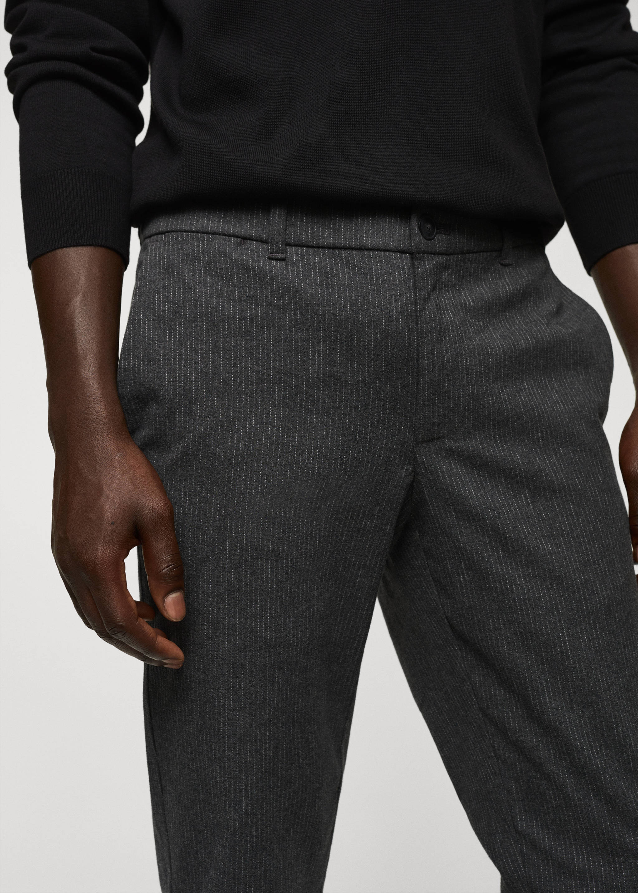 Slim-fit cotton check trousers - Details of the article 1