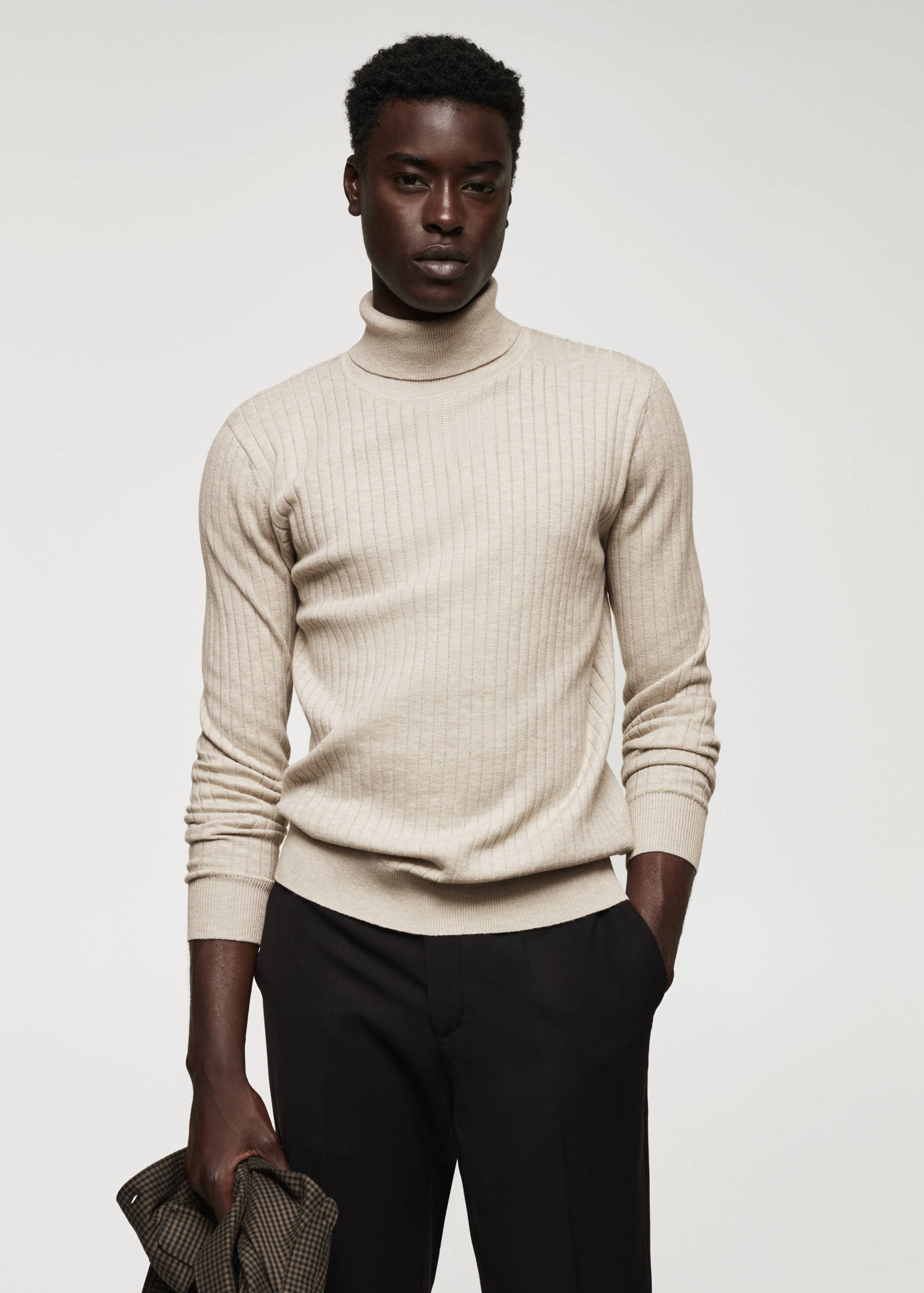 Rolled neck cable sweater - Medium plane