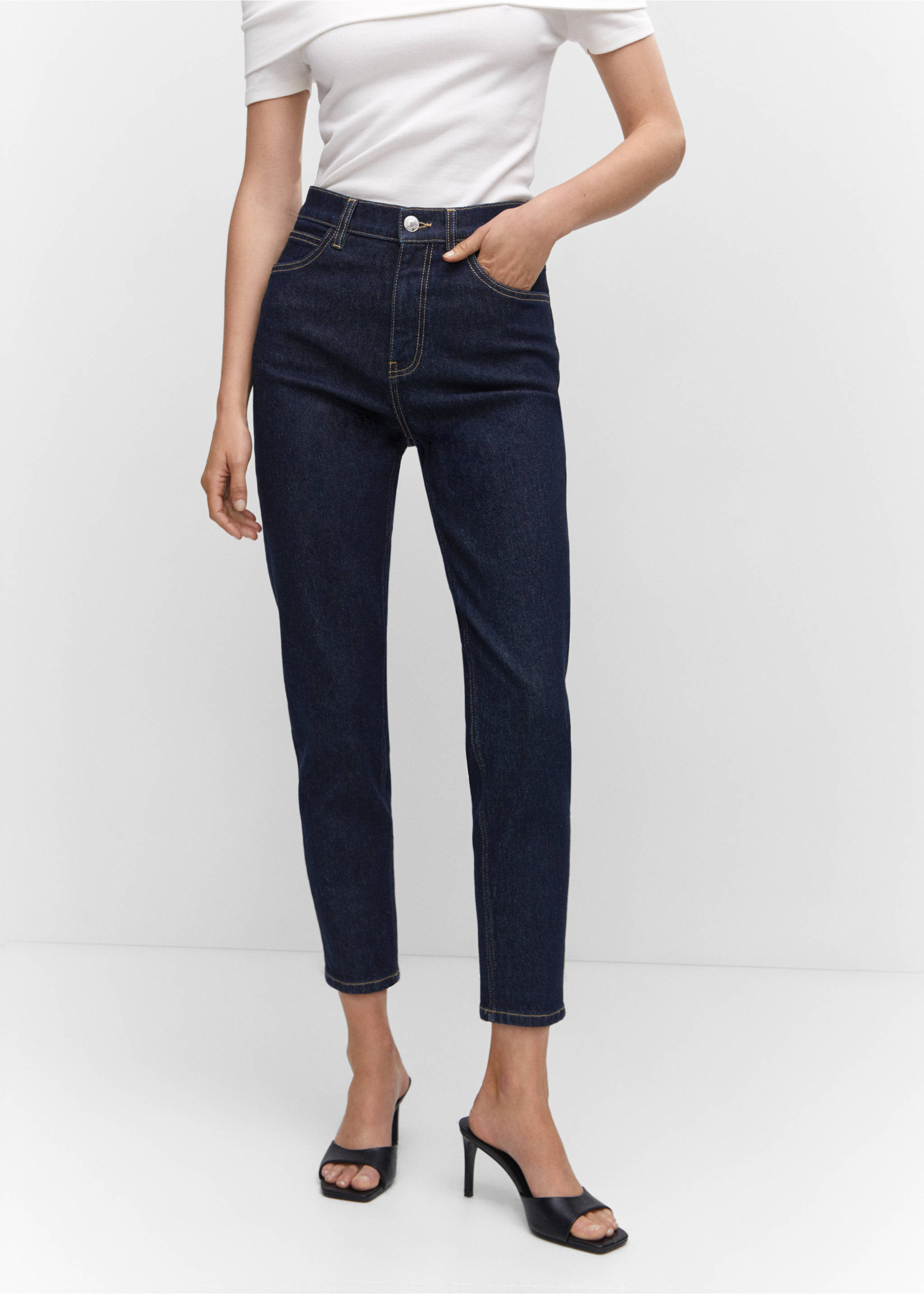 Newmom comfort high-rise jeans - Medium plane, Open Blue. Ref: 57025960-00.