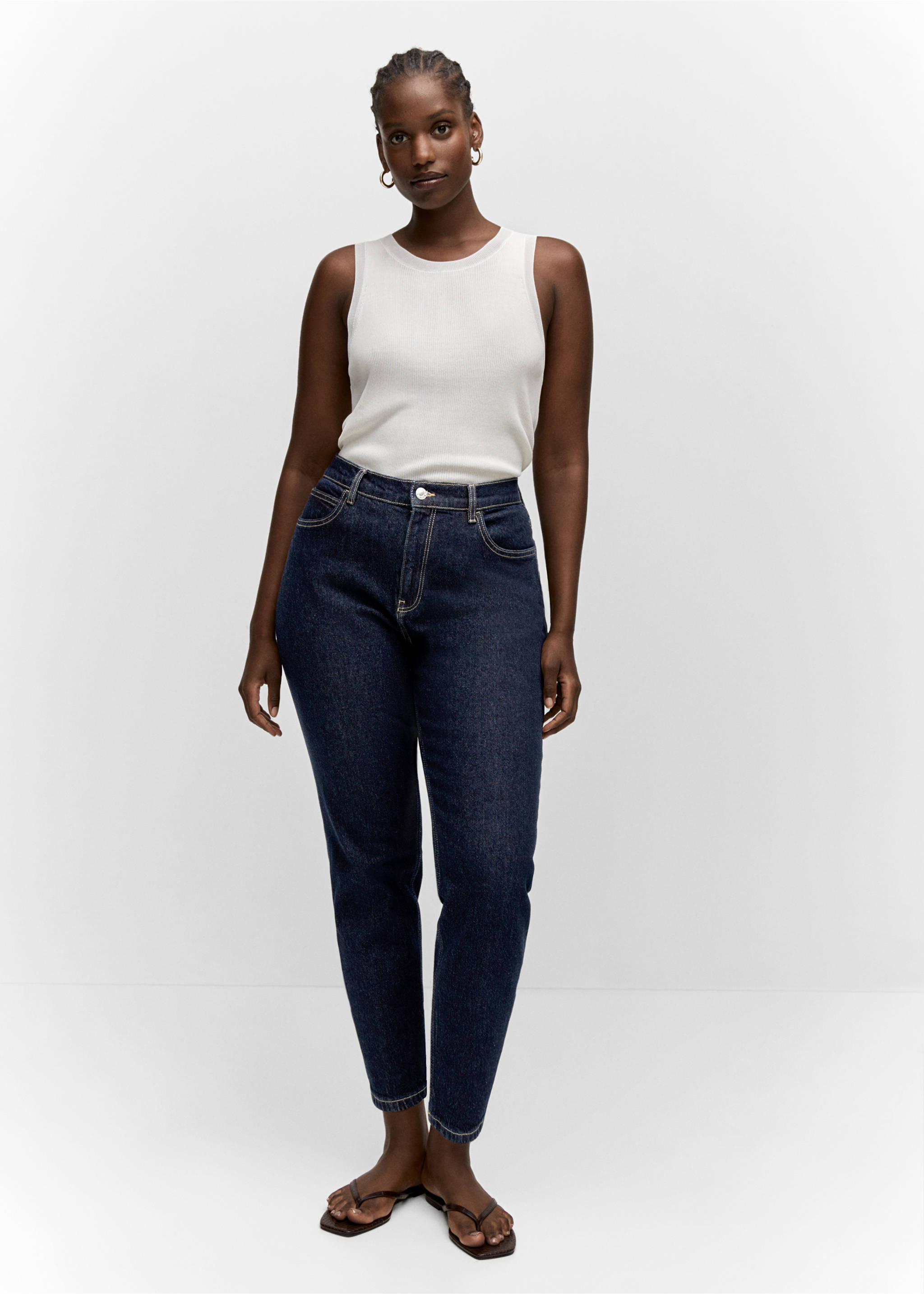 Newmom comfort high-rise jeans - Details of the article 3, Open Blue. Ref: 57025960-00.