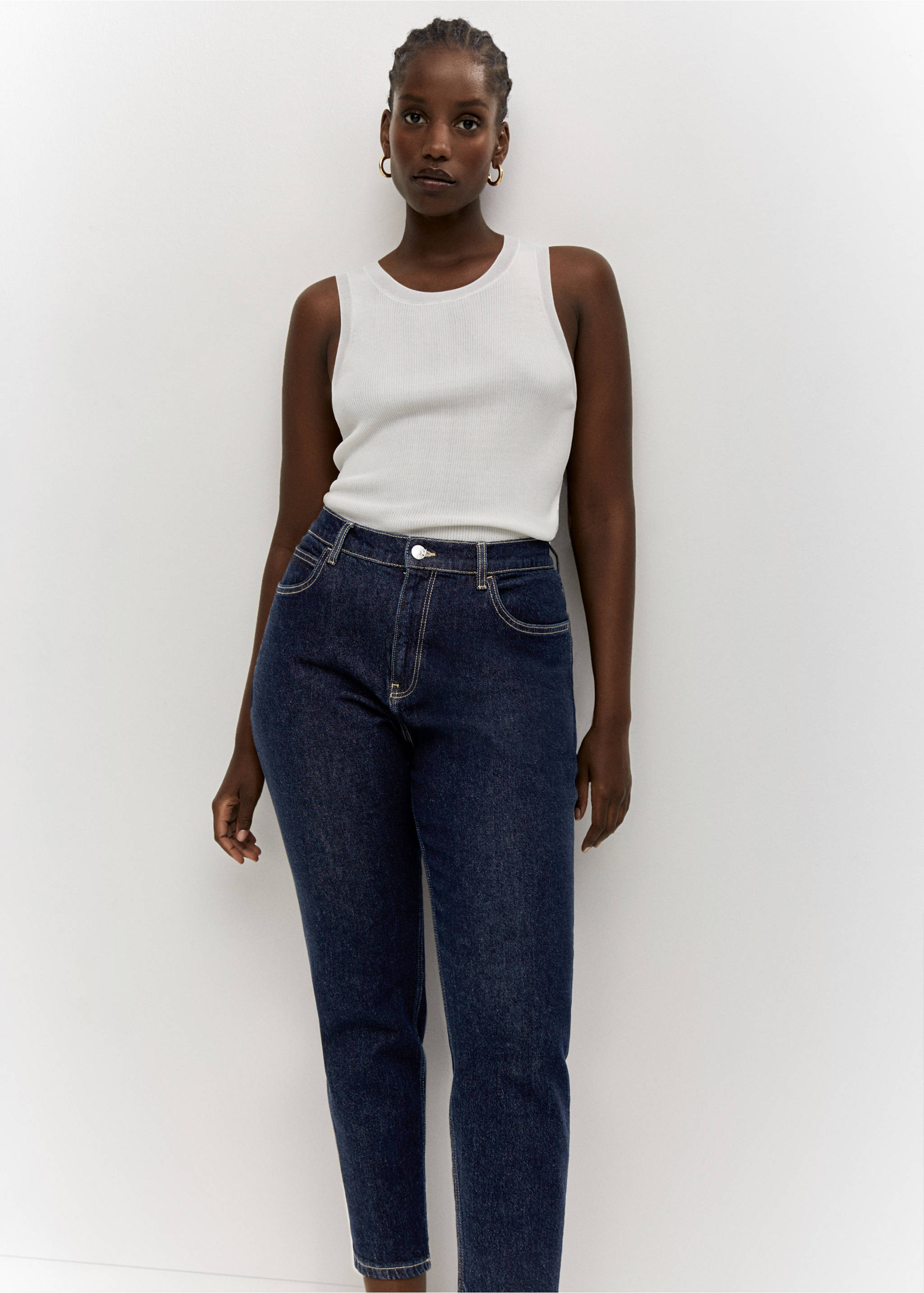 Newmom comfort high-rise jeans - Details of the article 4, Open Blue. Ref: 57025960-00.