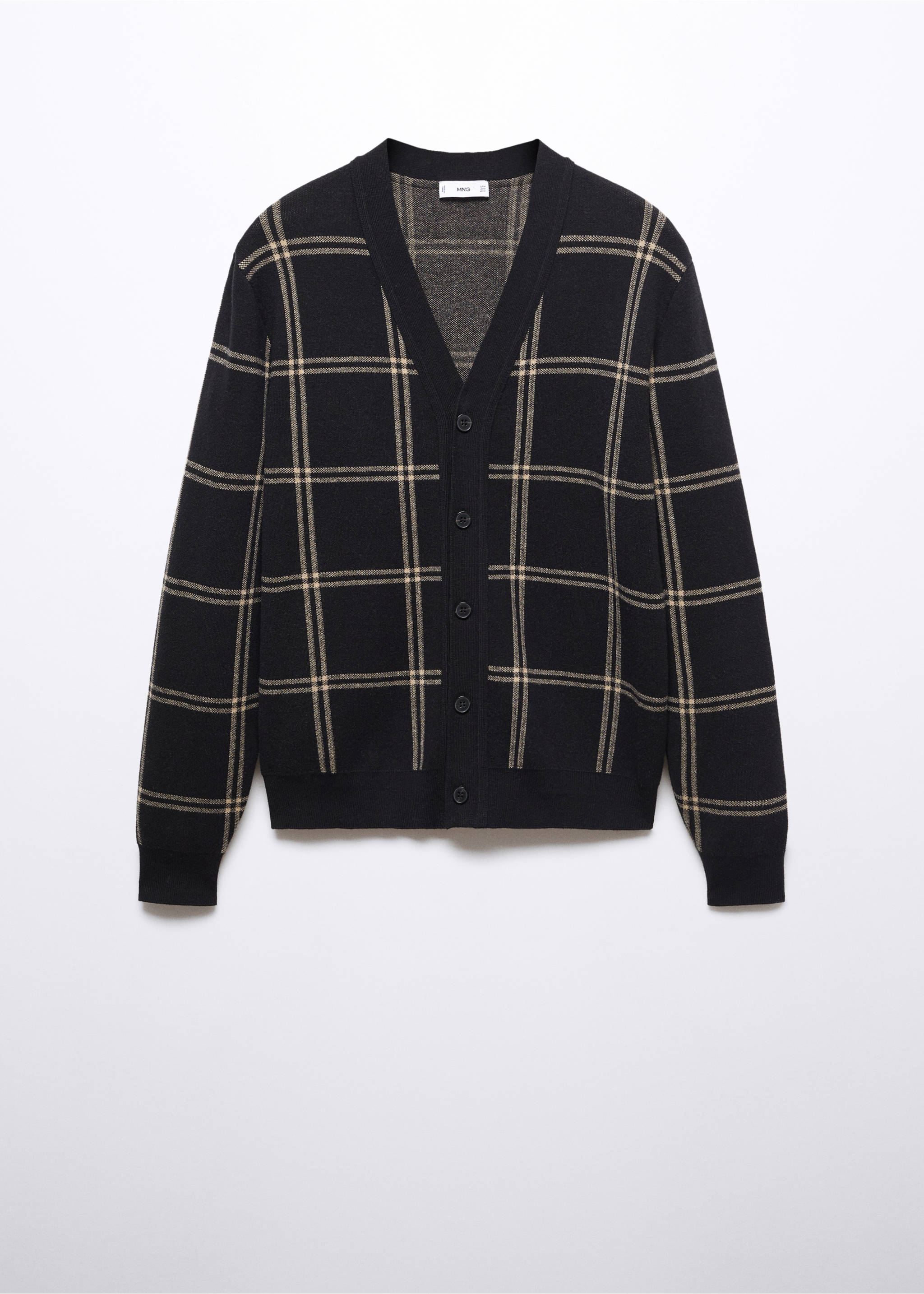 Feinstrick-Cardigan mit Fensterkaro - Artikel ohne Model, Schwarz. Ref: 57025967-00.