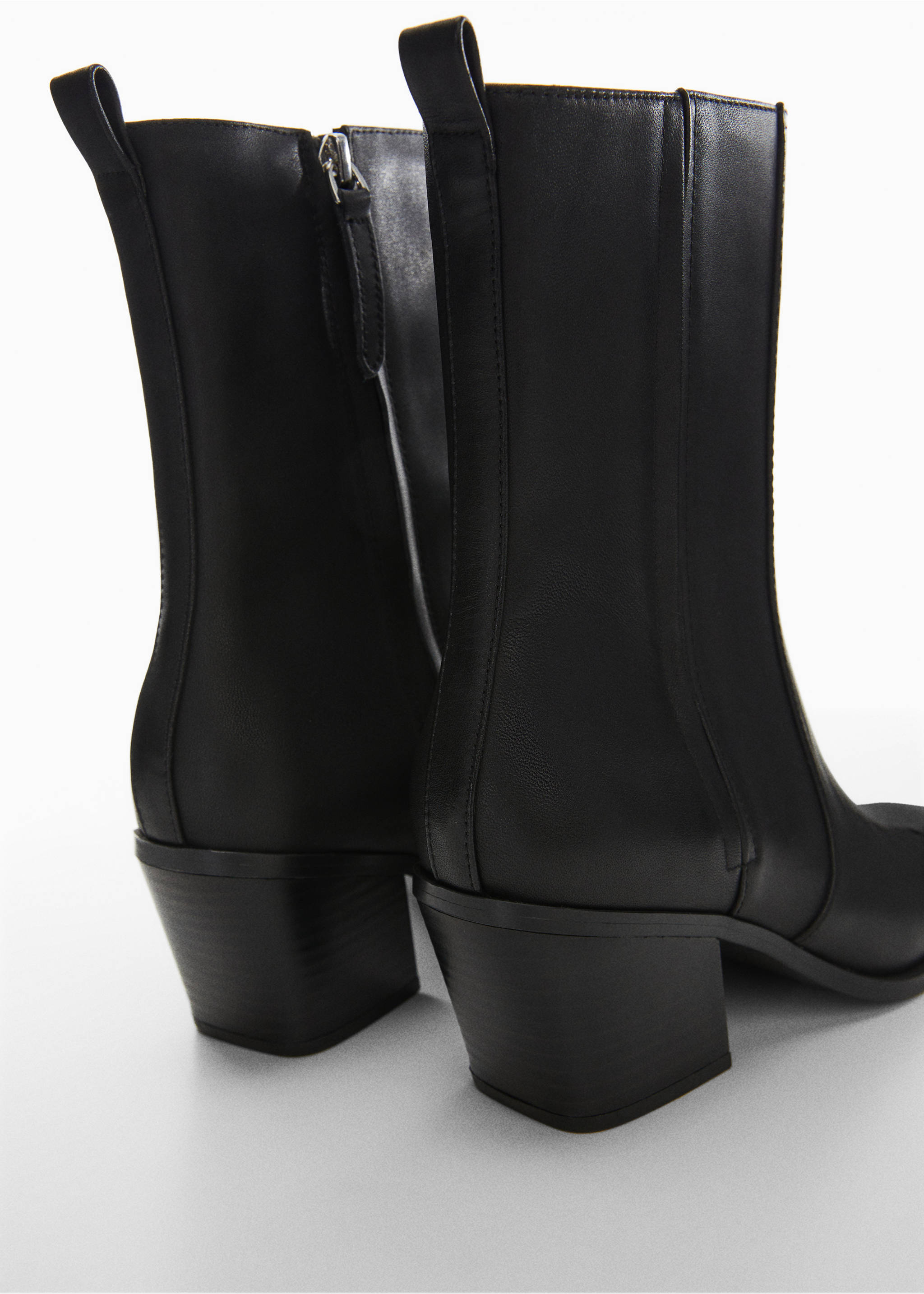 Leather heeled boots - Details of the article 1, Black. Ref: 57025976-00.