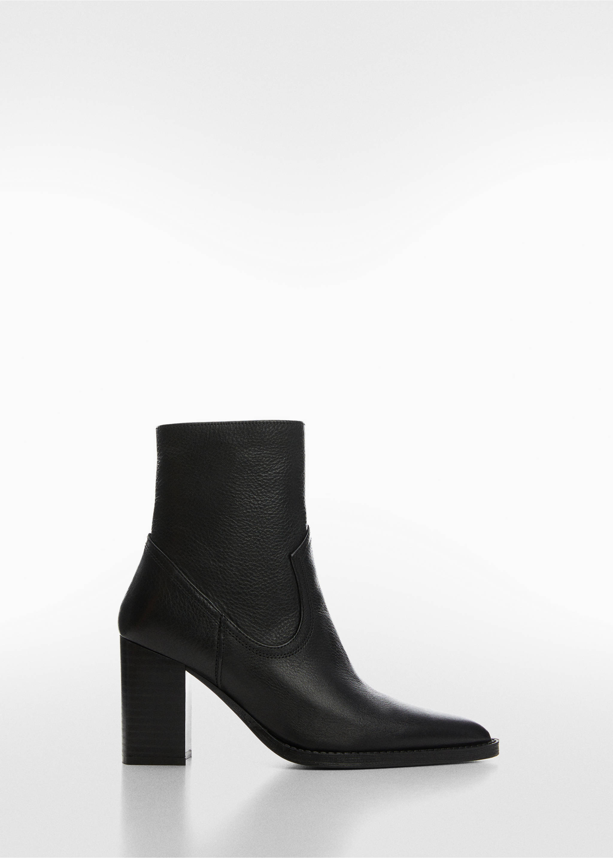 Leather ankle boots with block heel - Article without model, Black. Ref: 57025978-00.