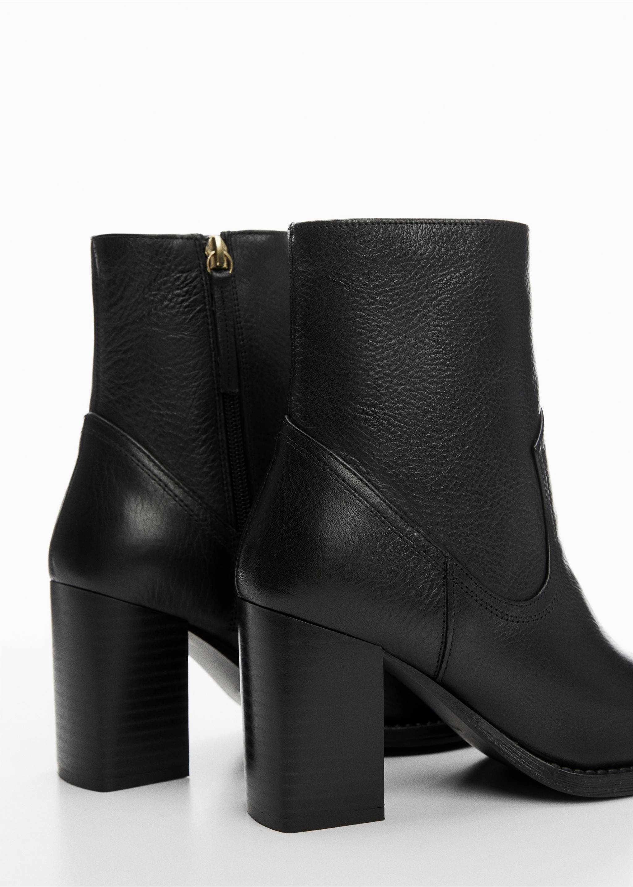 Leather ankle boots with block heel - Details of the article 1, Black. Ref: 57025978-00.