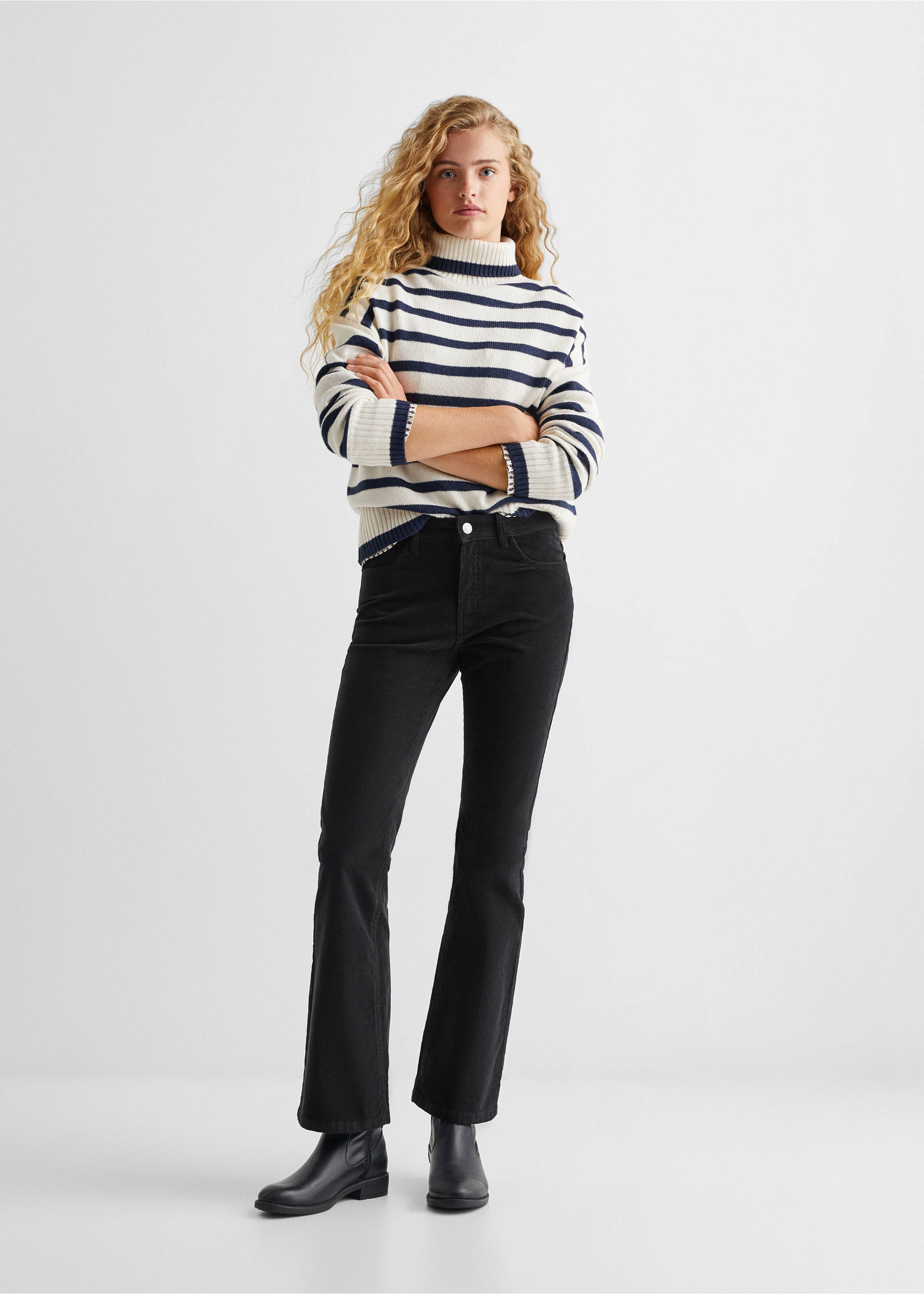 Gerade Feincordhose - Allgemeine Ansicht, Schwarz. Ref: 57025983-00.